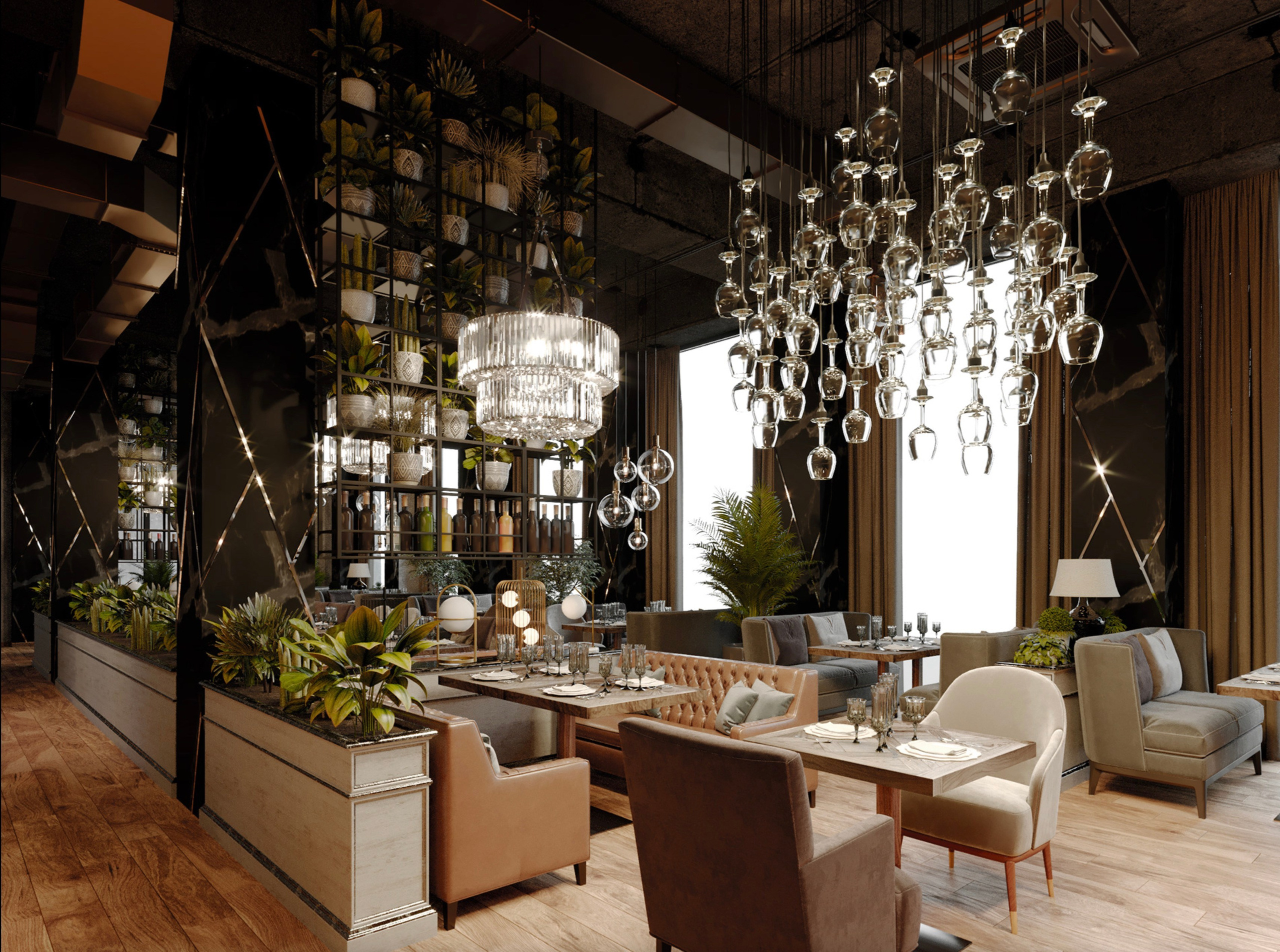 Interior design and 3D visualization of a restaurant in Saint Petersburg