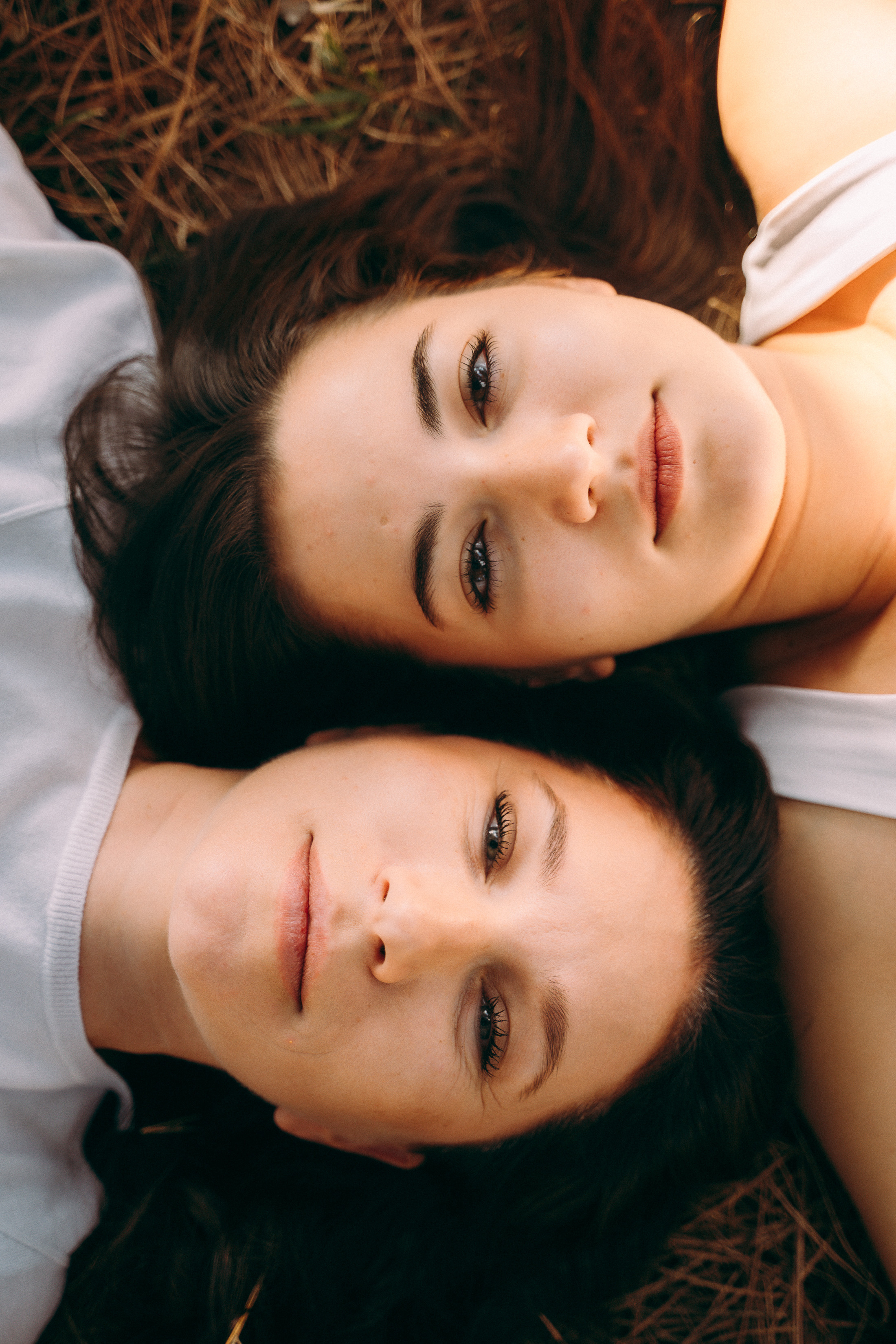 Mom and big daughter together, close-up portrait