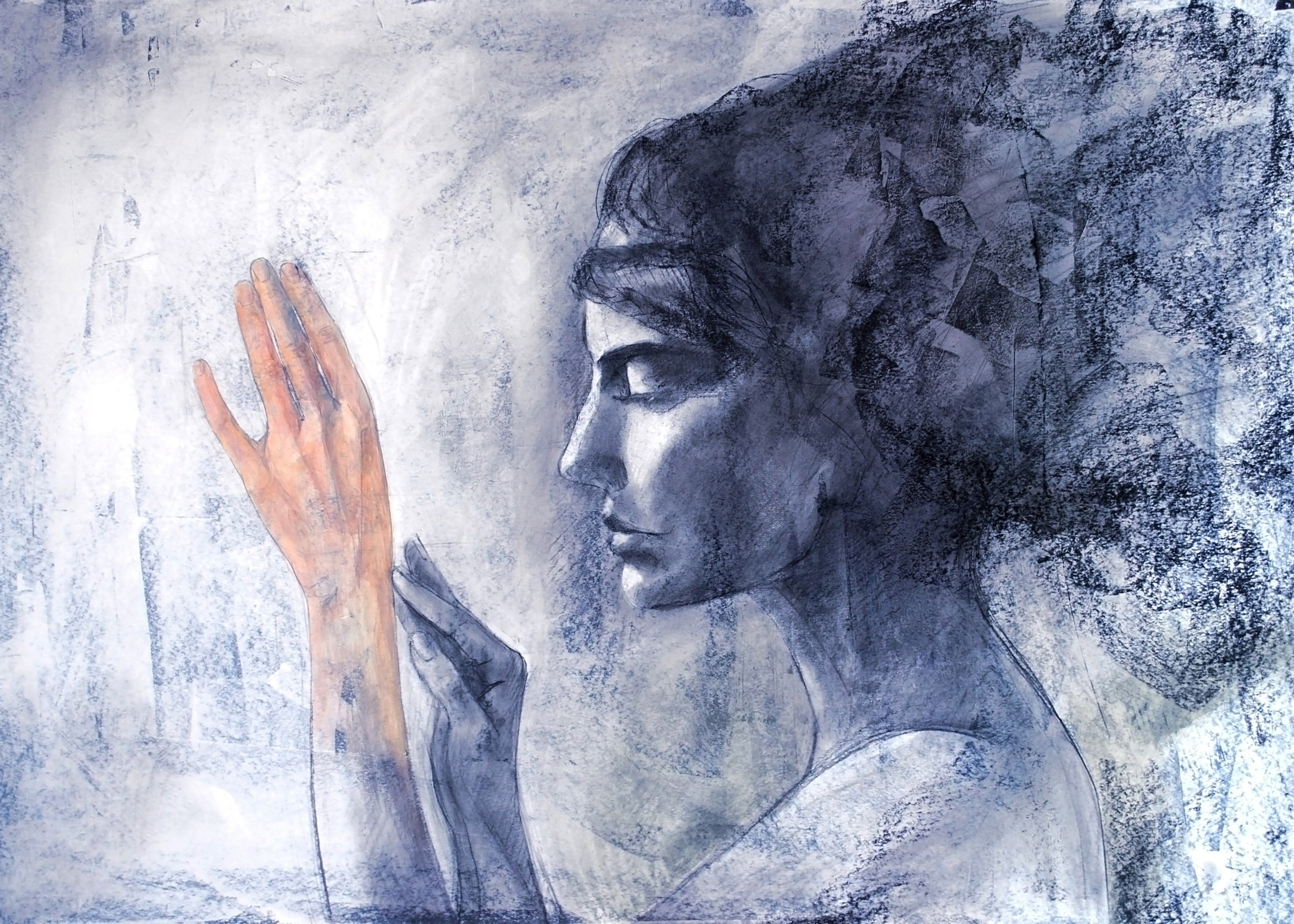 Картон, уголь, акрил 70x100