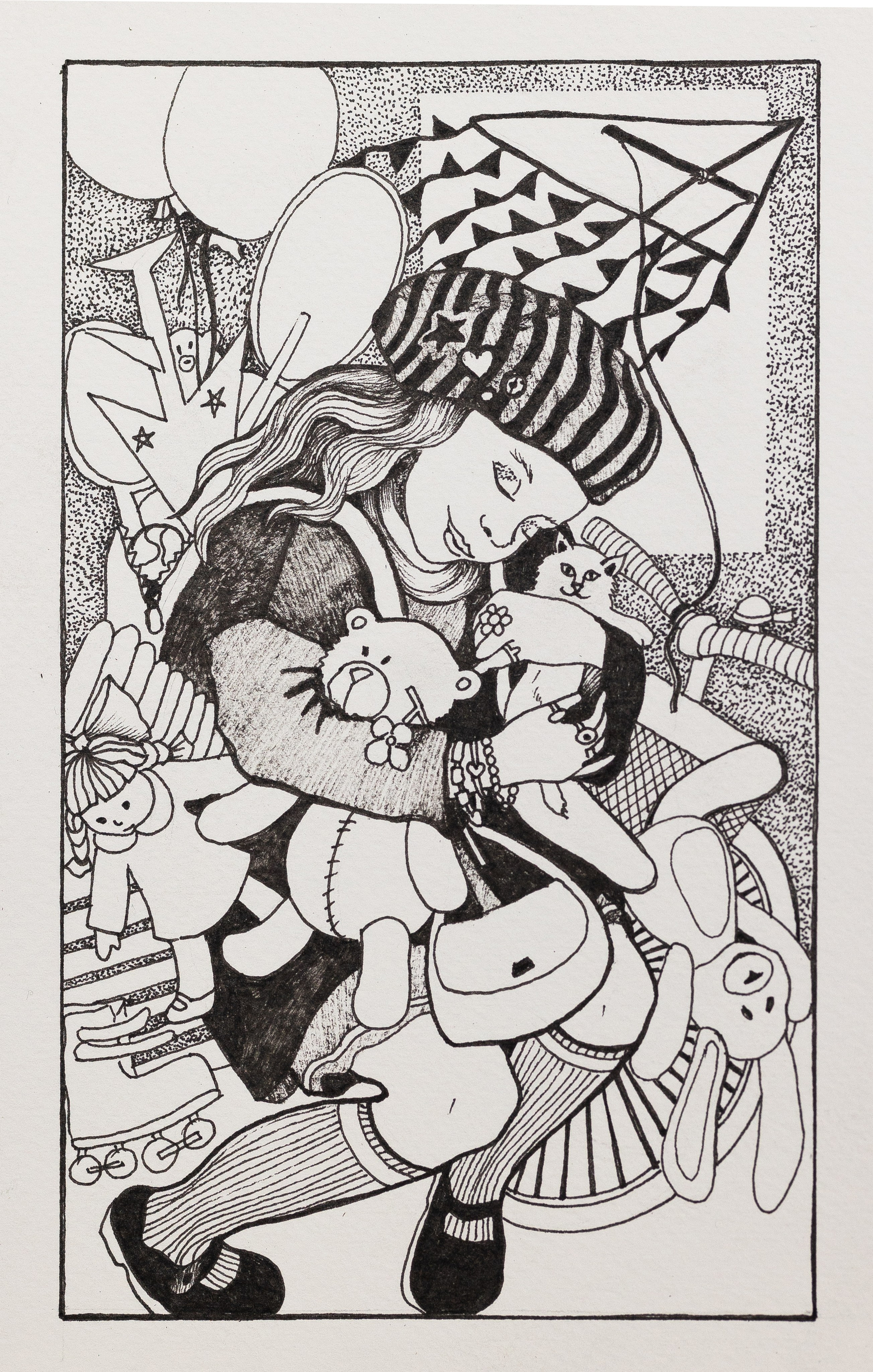 Мне мало. На изображении — взрослая женская фигура, почти погребённая под мягкими игрушками, куклами, воздушными шарами и предметами детского мира. Её тело уже принадлежит женщине, но пространство вокруг будто застряло в комнате детства. Игрушки не радуют — они давят, заполняют руки, грудь, живот, лишают лёгкости. В образе чувствуется странное смешение: женственность и инфантильность, чувственность и незавершённое взросление. Над головой — элементы маскарада, игры, цирковой роли, как намёк на необходимость быть «милой», «удобной», «хорошей». Это не сцена радости, а сцена внутренней перегруженности.🖤 Тень: Эта карта говорит о непрожитом детстве, которое не осталось позади, а продолжает жить внутри взрослой личности и управлять её реакциями. Игрушки здесь — не символ счастья, а символ эмоциональных потребностей, которые когда-то не были по-настоящему удовлетворены: потребности в любви, защите, принятии, восхищении, безусловной заботе. Когда человек несёт это во взрослую жизнь, он может бессознательно искать в партнёрах, друзьях, мире не реальный контакт, а компенсацию старой нехватки. Тогда рождаются незрелые паттерны: зависимость от внимания, обида на недостаток тепла, ожидание, что кто-то «должен догадаться», «спасти», «долюбить». Внешне человек может быть взрослым, привлекательным, самостоятельным, но внутри его поведением управляет та часть, которая всё ещё ждёт, что её возьмут на руки. Элементы маскарада вносят ещё один важный оттенок: тень ложной лёгкости. Иногда тот, кто глубоко перегружен внутренней детской болью, учится выживать через образ «забавного», «светлого», «непроблемного» человека. Но под этой ролью скрывается сильная усталость и неосознанная тоска. Ключ к исцелению и практическая работа в руководстве к картам. стоимость постера 3000р.