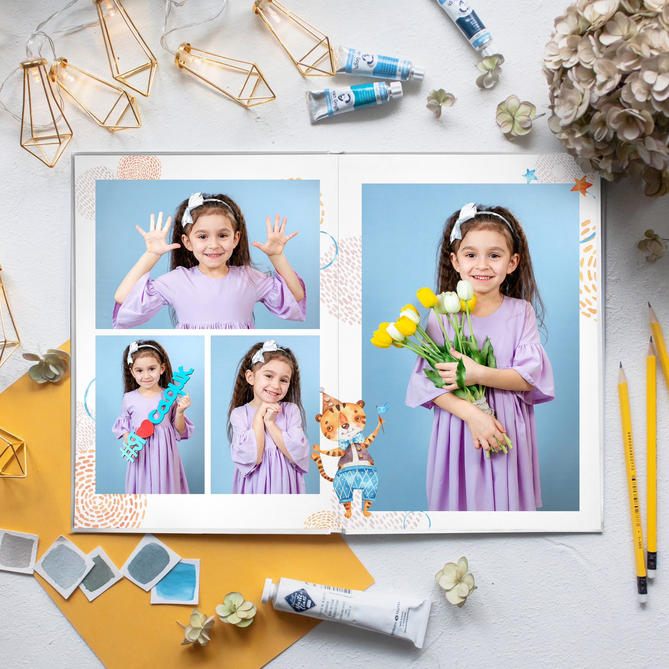 Дизайны выпускных альбомов для детского сада «Тигрята». Выпускные альбомы в Минске, фотоальбом в школу и детский сад