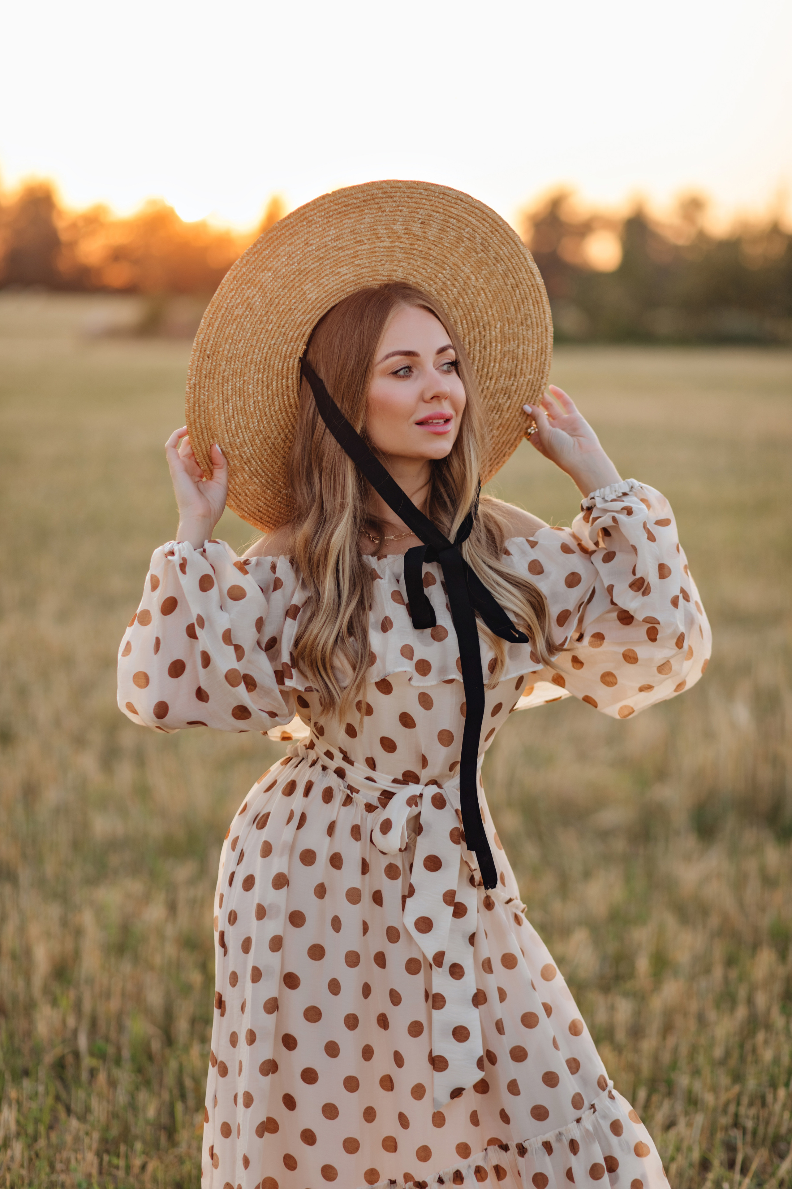 Платье Горох +шляпа. NatalieDmi — фотосессия беременности, семейный фотограф, портрет