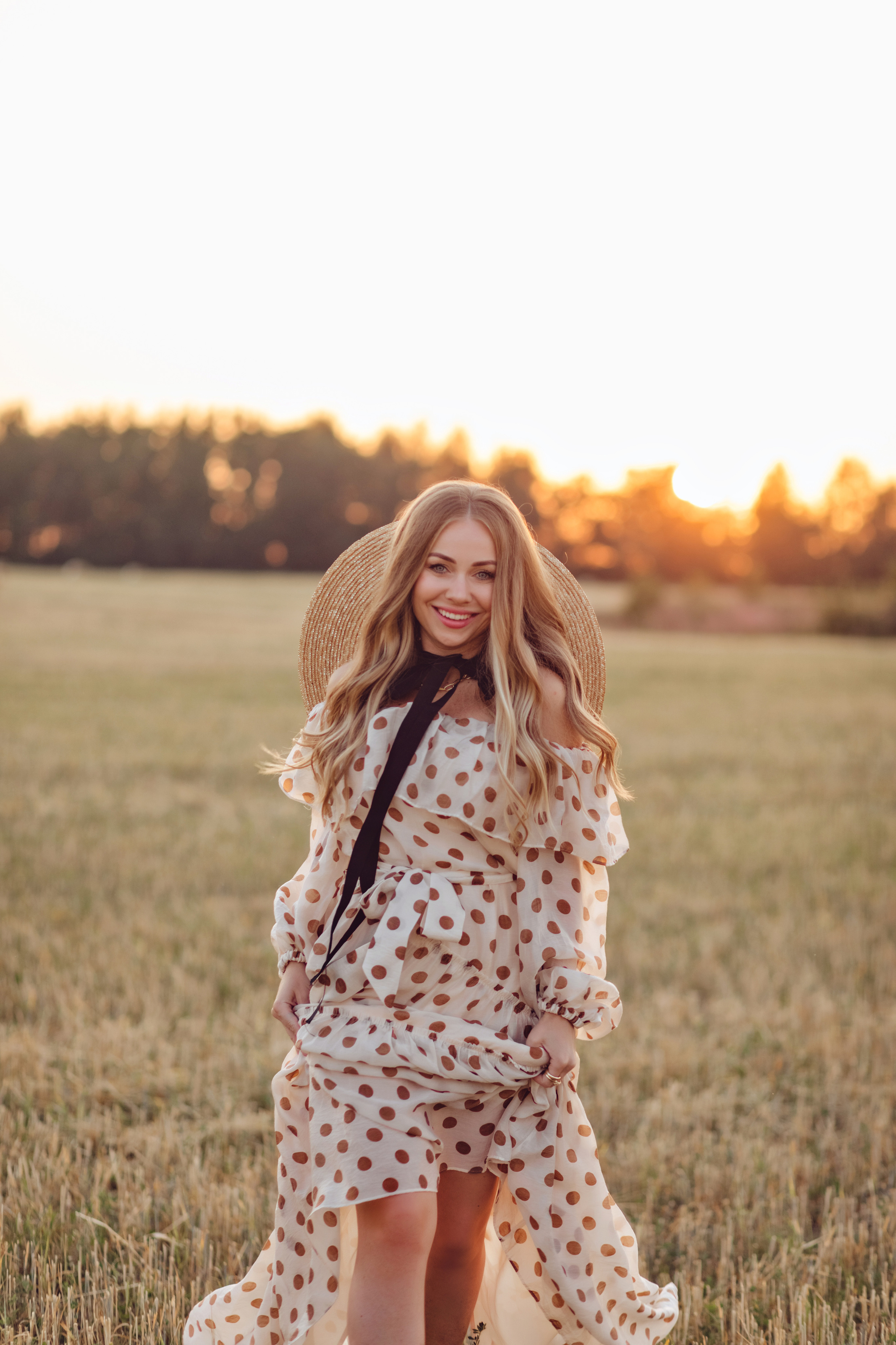 Платье Горох +шляпа. NatalieDmi — фотосессия беременности, семейный фотограф, портрет