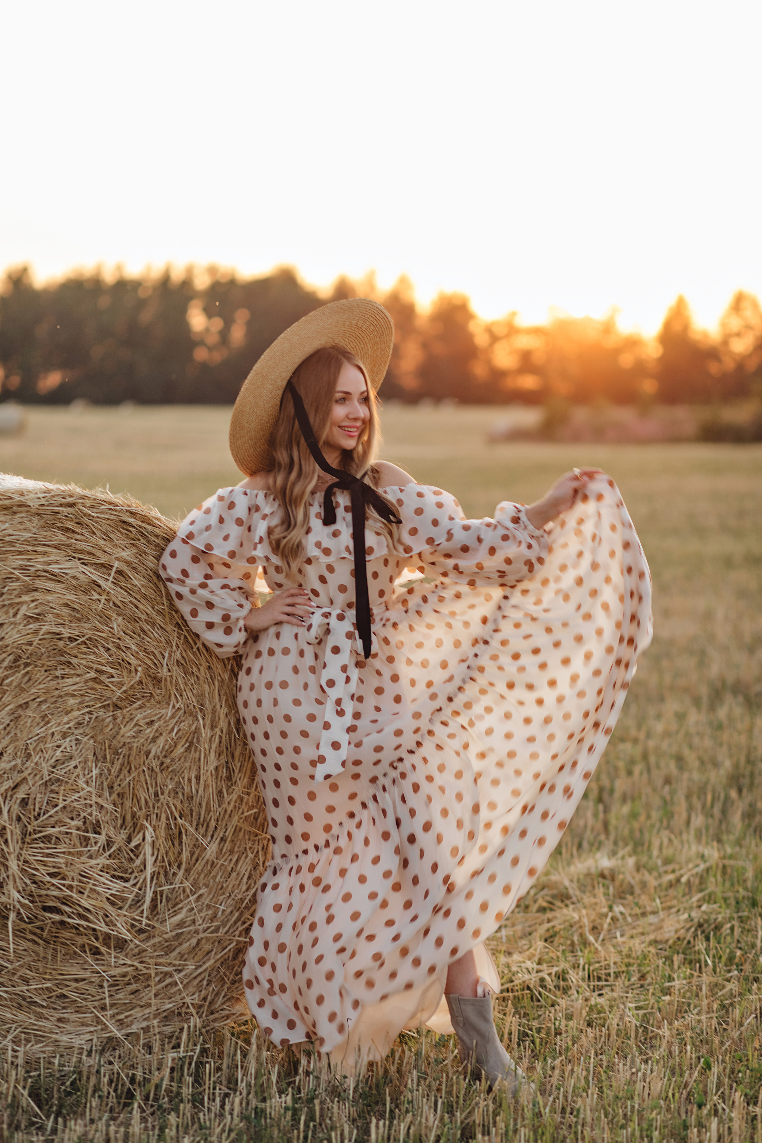 Платье Горох +шляпа. NatalieDmi — фотосессия беременности, семейный фотограф, портрет