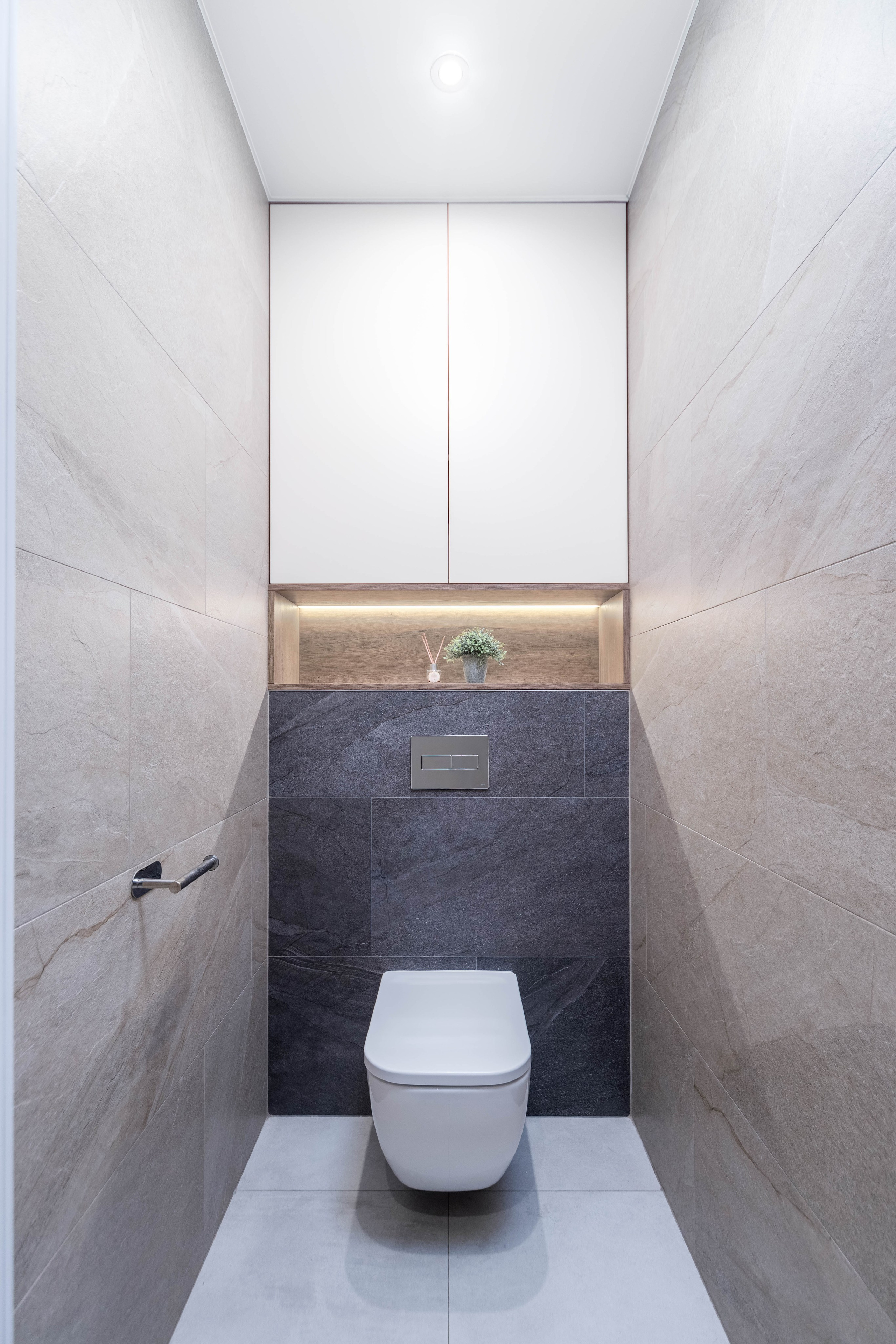 Интерьер санузла в трехкомнатной квартире в ЖК Минск Мир