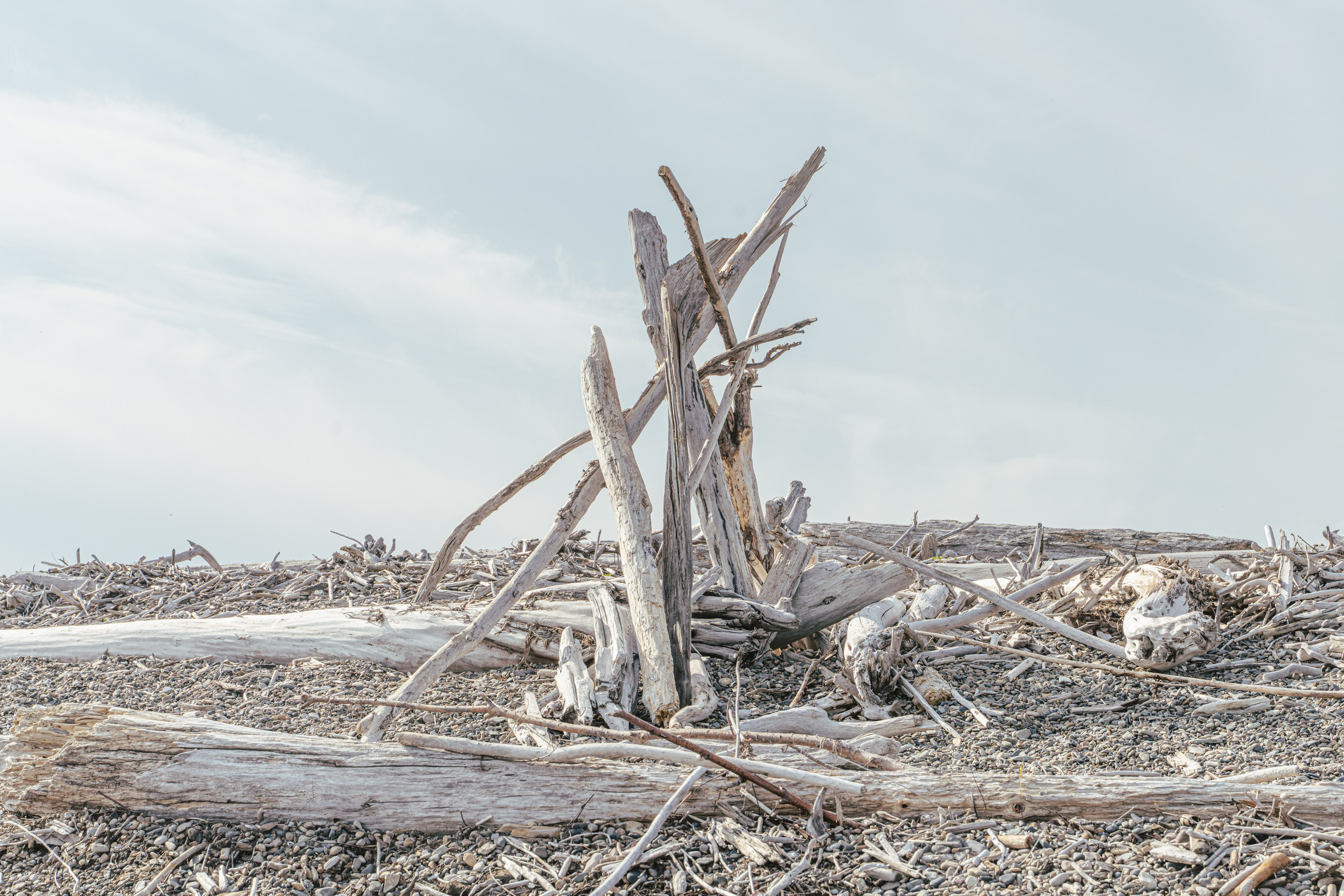 Башня разрушений утопии из солёного дерева на берегу Охотского моря. Колыму называют "чудной планетой" из-за её оторванности от остального мир, суровой и красивой, почти «инопланетной» природы, в которой человек кажется чуждым.