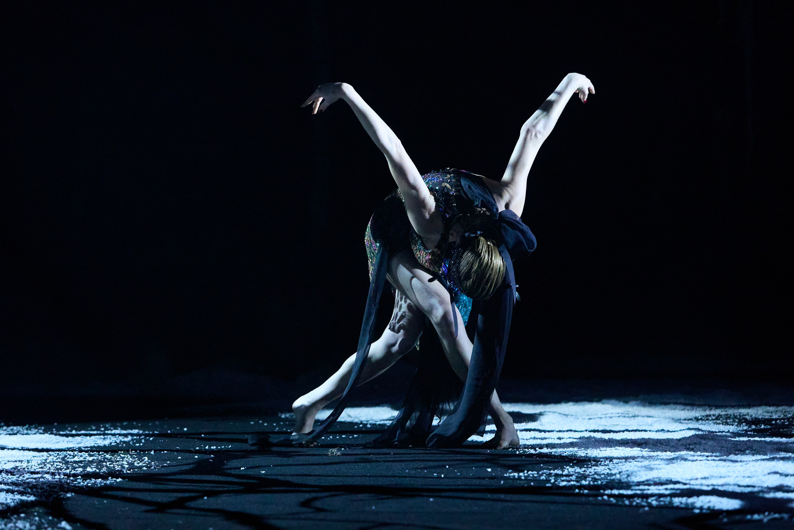 A dancer performs during the opening of the Romance Was Born Resort 2026 show at Australian Fashion Week. Sydney,  15 May 2025, Carriageworks.