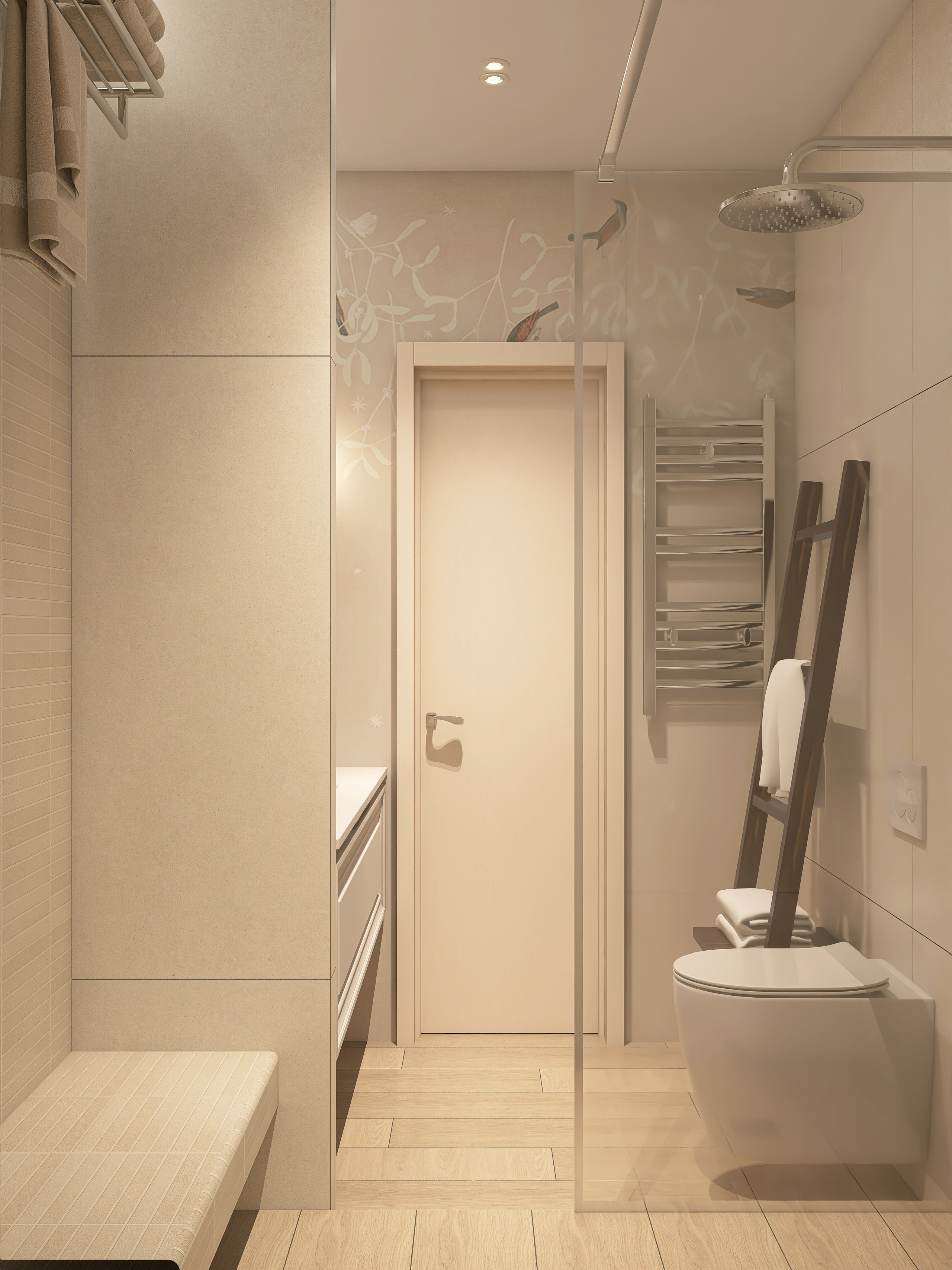 Интерьер ванной, интерьер санузла, дизайн проект студии, Квартира-студия в Новосибирске для проживания молодой женщины