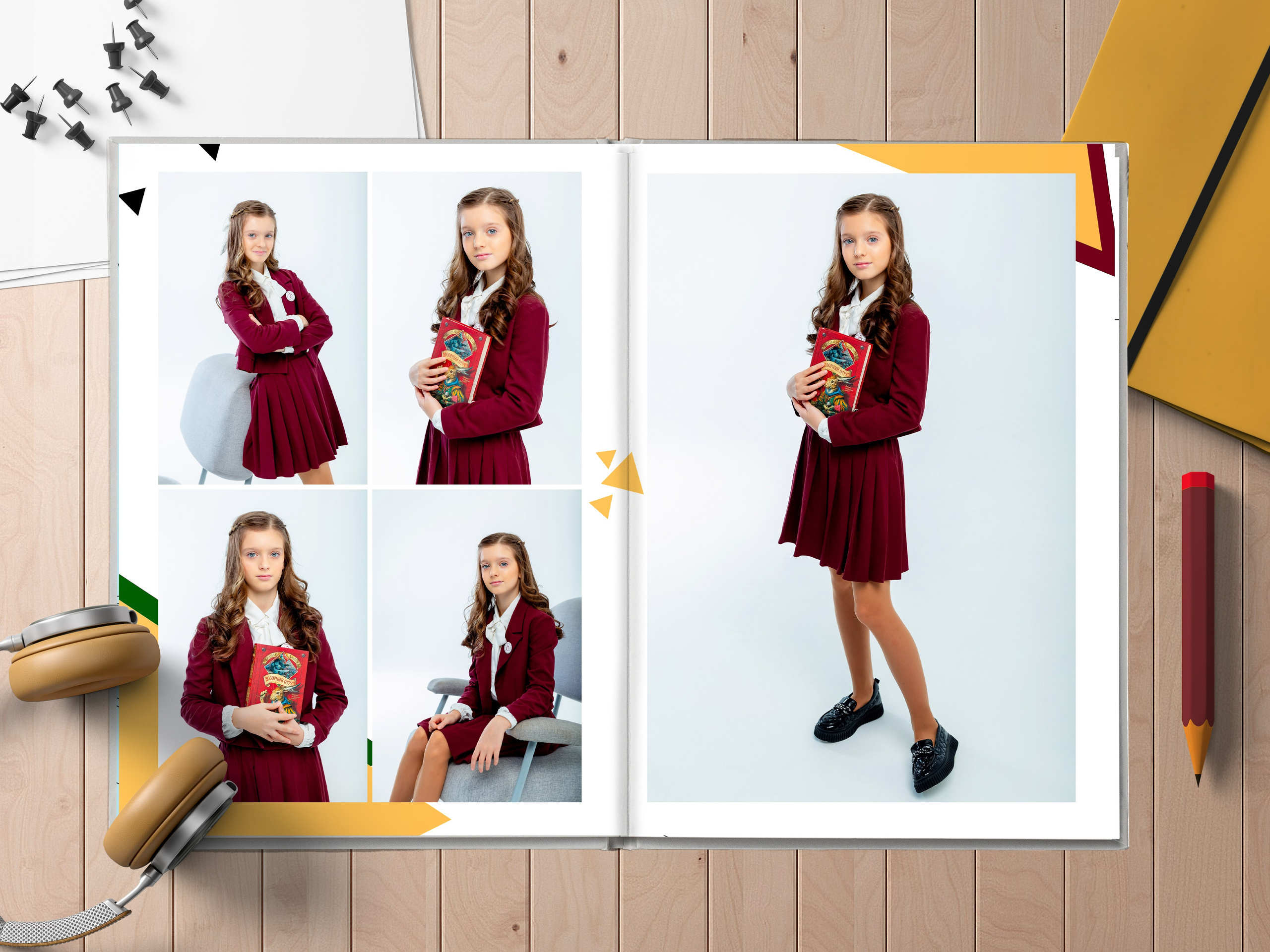 СТУДИЙНАЯ ФОТОКНИГА ВЫПУСКНИКА ШКОЛЫ 21×30 СМ, 7 РАЗВОРОТОВ. Фотограф Екатерина Зайкова в Санкт-Петербурге