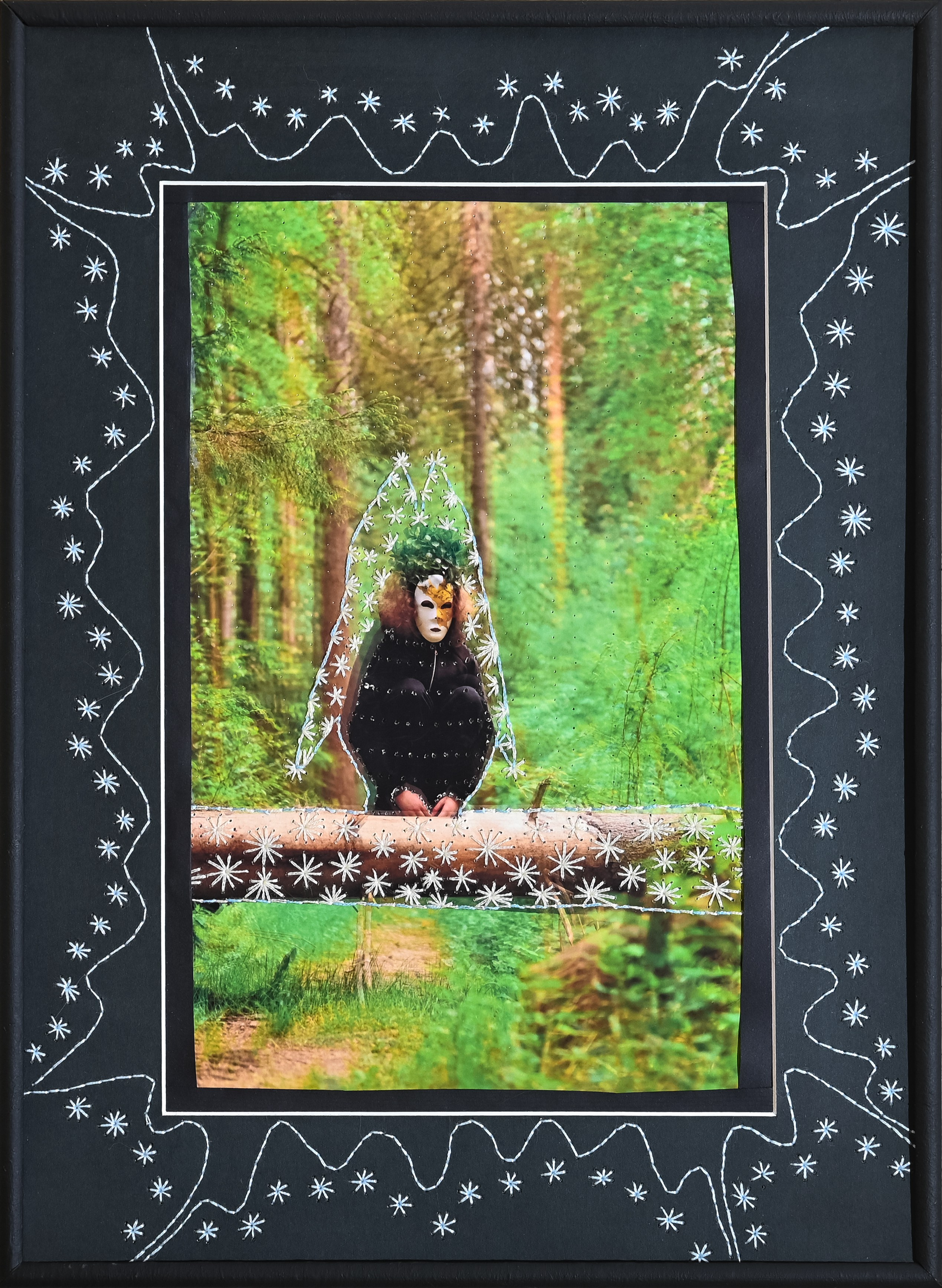 2023-2025. Лесной ангел - женский лесной дух. Появляются перед людьми в полуживотном облике. Защищают лес от разрушения. Размер 30 см на 40 см. Вышивка по фотографии. Цена по запросу