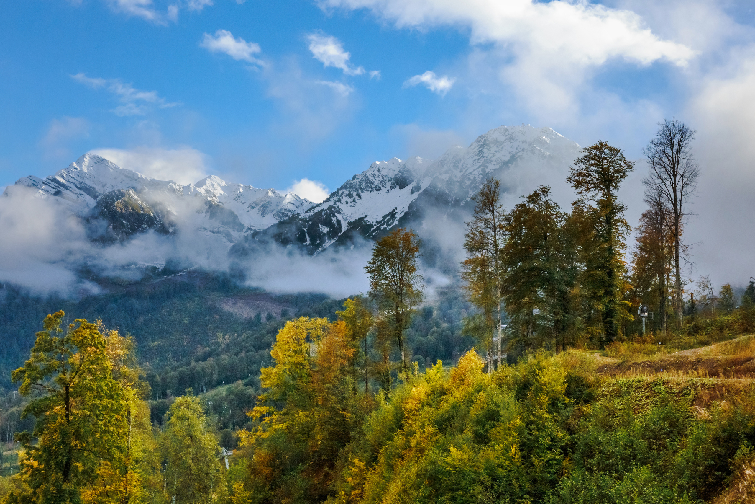 Autumn landscape in the Mount Fisht near Sochi Russia
