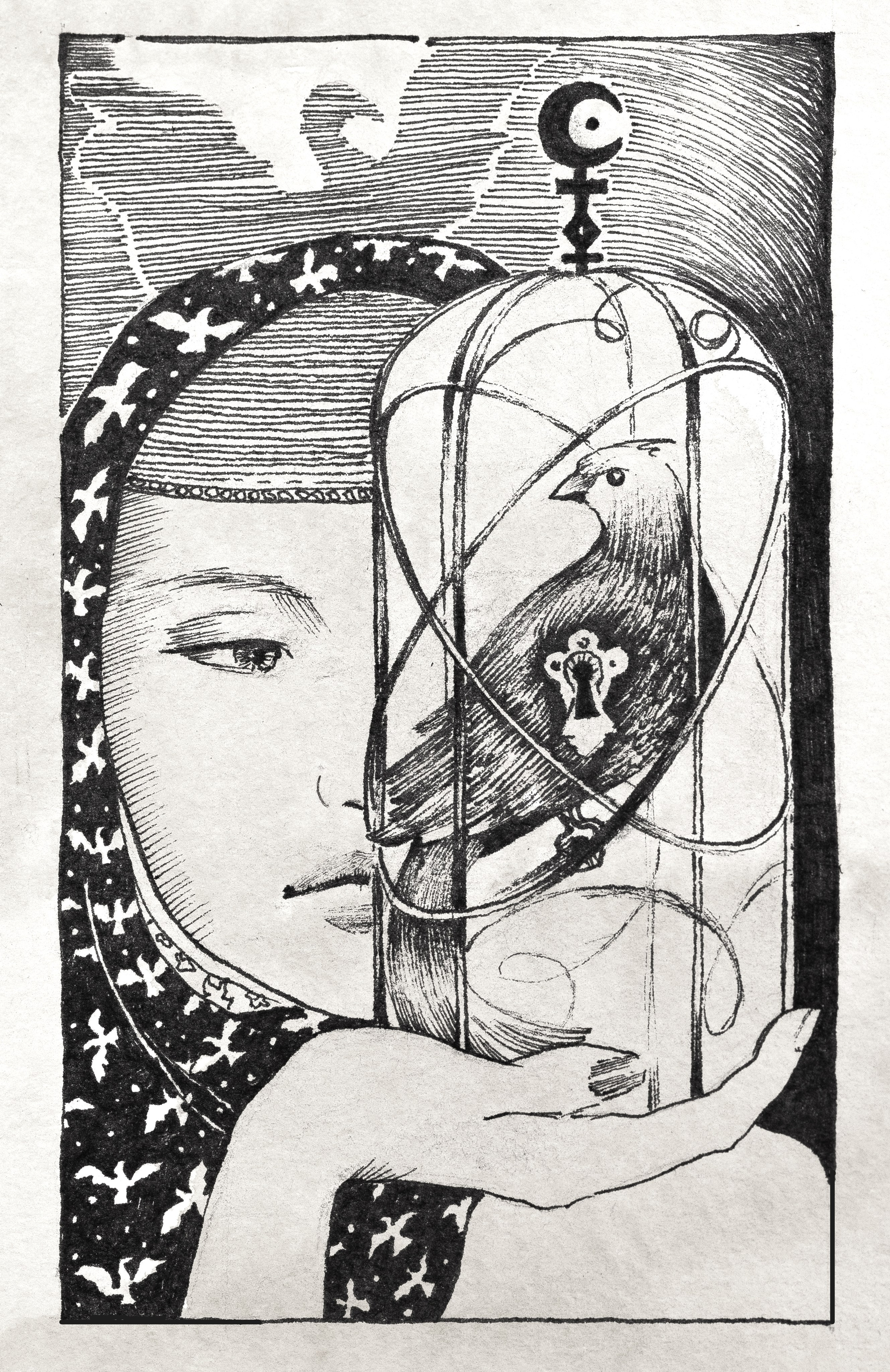 Женщина с птицей в колбе. На изображении — женское лицо, спокойное, задумчивое. Её взгляд направлен внутрь, туда, где в стеклянной колбе находится птица — символ духа, души, свободы. Голубь словно заключён в орбиты — линии напоминают атом, сферу разума, клетку из прозрачных границ. Над головой женщины — фигура птицы, вырывающейся к небу, и этот контраст между полётом и заточением создаёт ключевое напряжение образа.🖤 Тень: Эта карта говорит о страхе свободы — о том, как человек может сам поместить свою душу под стеклянный купол, изолировать вдохновение и живое чувство ради контроля, безопасности, одобрения. Птица в колбе — дух, замороженный разумом. Стекло кажется прозрачным, но это иллюзия свободы: видно небо, но нельзя к нему прикоснуться. Женщина сдерживает собственное дыхание, чтобы не потревожить хрупкие стены своих убеждений. Здесь живёт тень перфекционизма, внутреннего критика, контроля над собой и другими. Это образ подавленной интуиции, когда душа знает, как лететь, но ум держит её в границах привычного. Исцеление начинается в момент, когда человек осознаёт, что клетка — это не внешнее наказание, а собственное творение. Прозрачные стены можно растворить теплом принятия. Не нужно разбивать колбу — достаточно позволить себе дышать. Путь — в соединении ума и духа, в доверии к внутреннему движению. Женщина с птицей может стать Хранительницей вдохновения, а не его тюремщицей. Когда она поднимет глаза и увидит птицу над собой — свободную, сияющую, — в ней самой откроется то же небо. Эта карта — приглашение освободить то, что давно готово к полёту: идею, чувство, песню, истину. Душа не требует разрешения, она ждёт только смелости быть услышанной.Полная версия и практическая работа по исцелению в колоде. стоимость постера 3000р