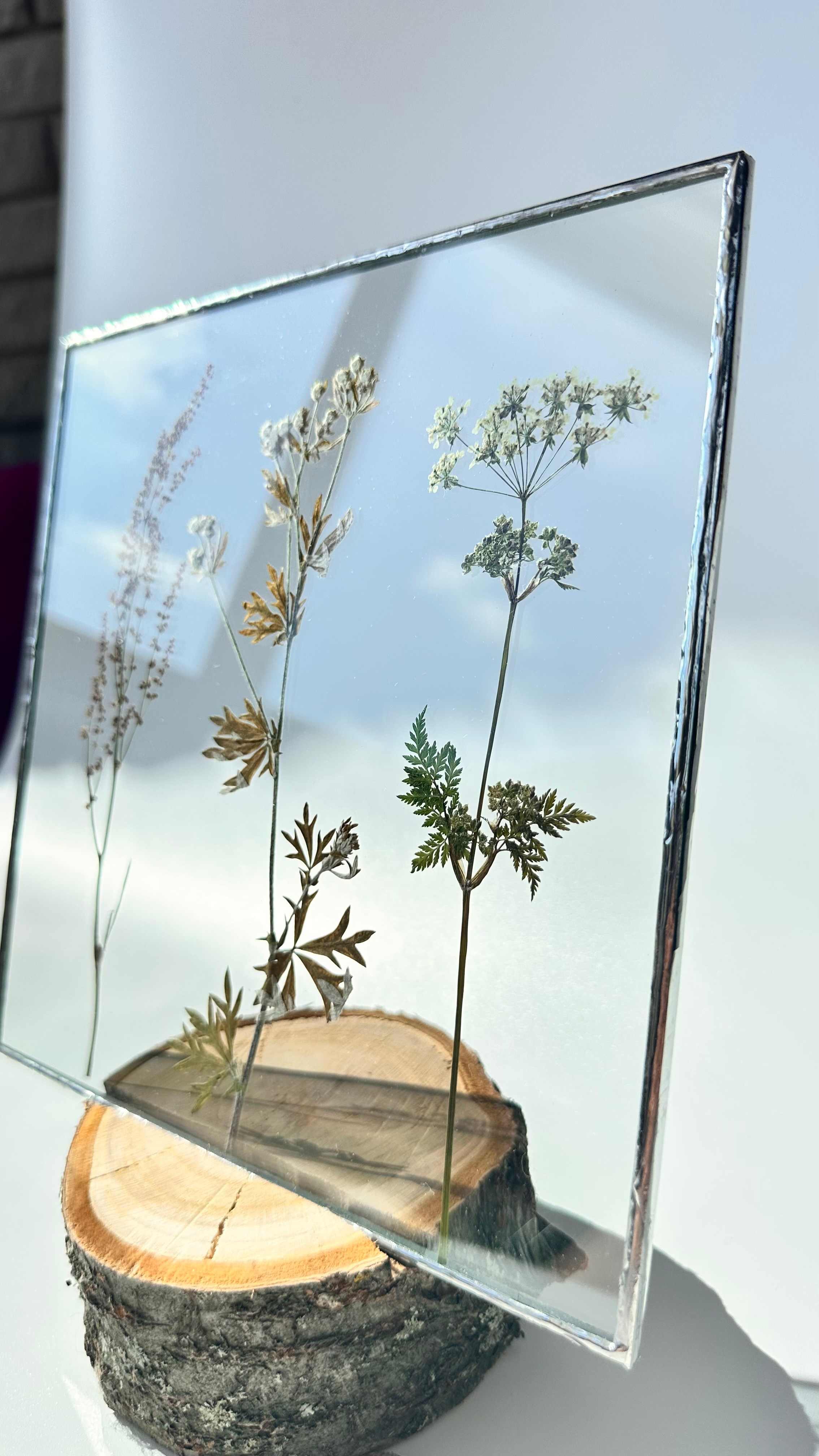 Селигер Квадрат 20 см. Оформляю пространства. Витражи с сухоцветами в технике Тиффани