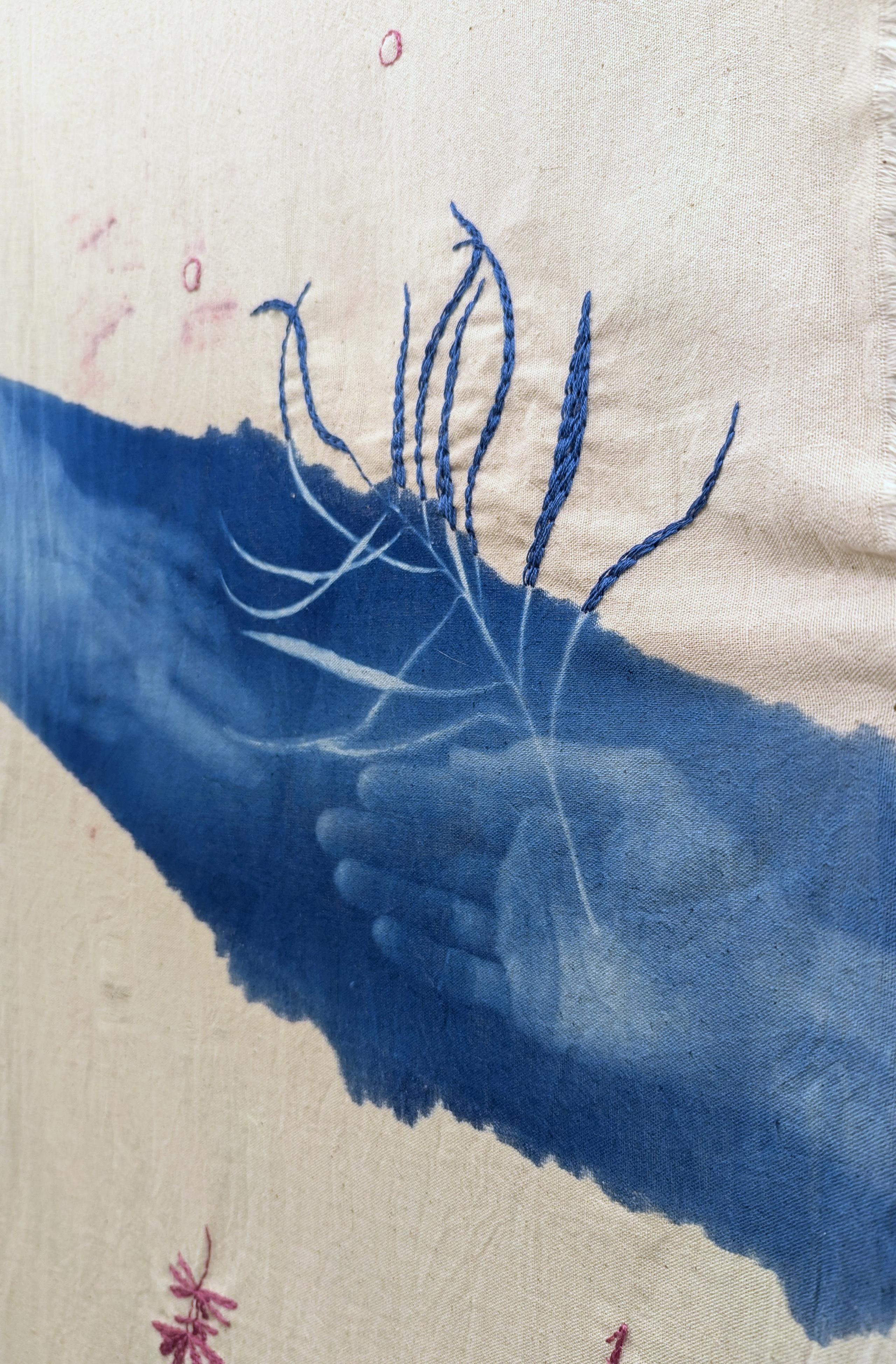 вышивка цианотипия текстиль Надежда Пророкова