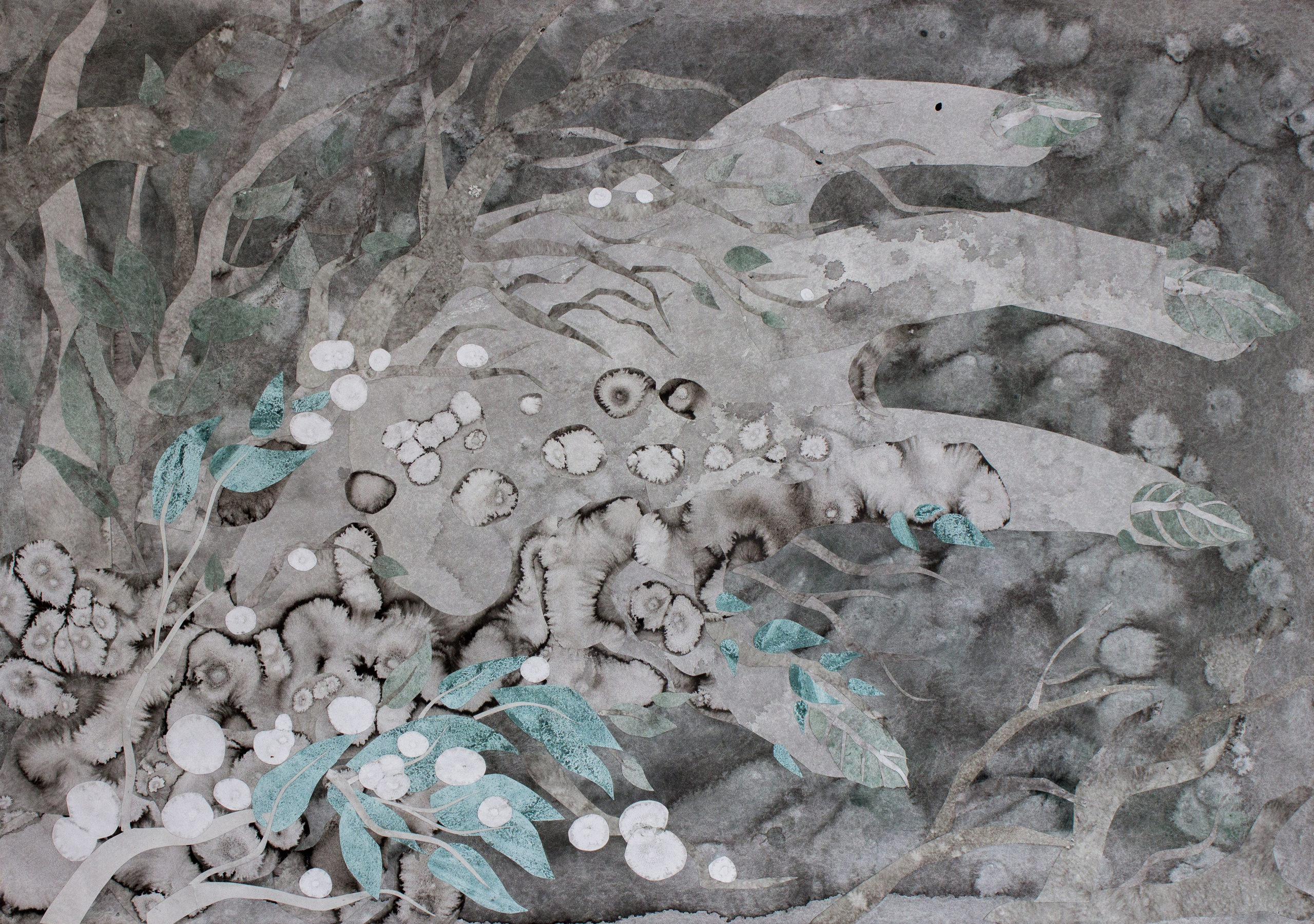 ВЕТВИ ЛАВРА коллаж 60Х85 см 2021 г