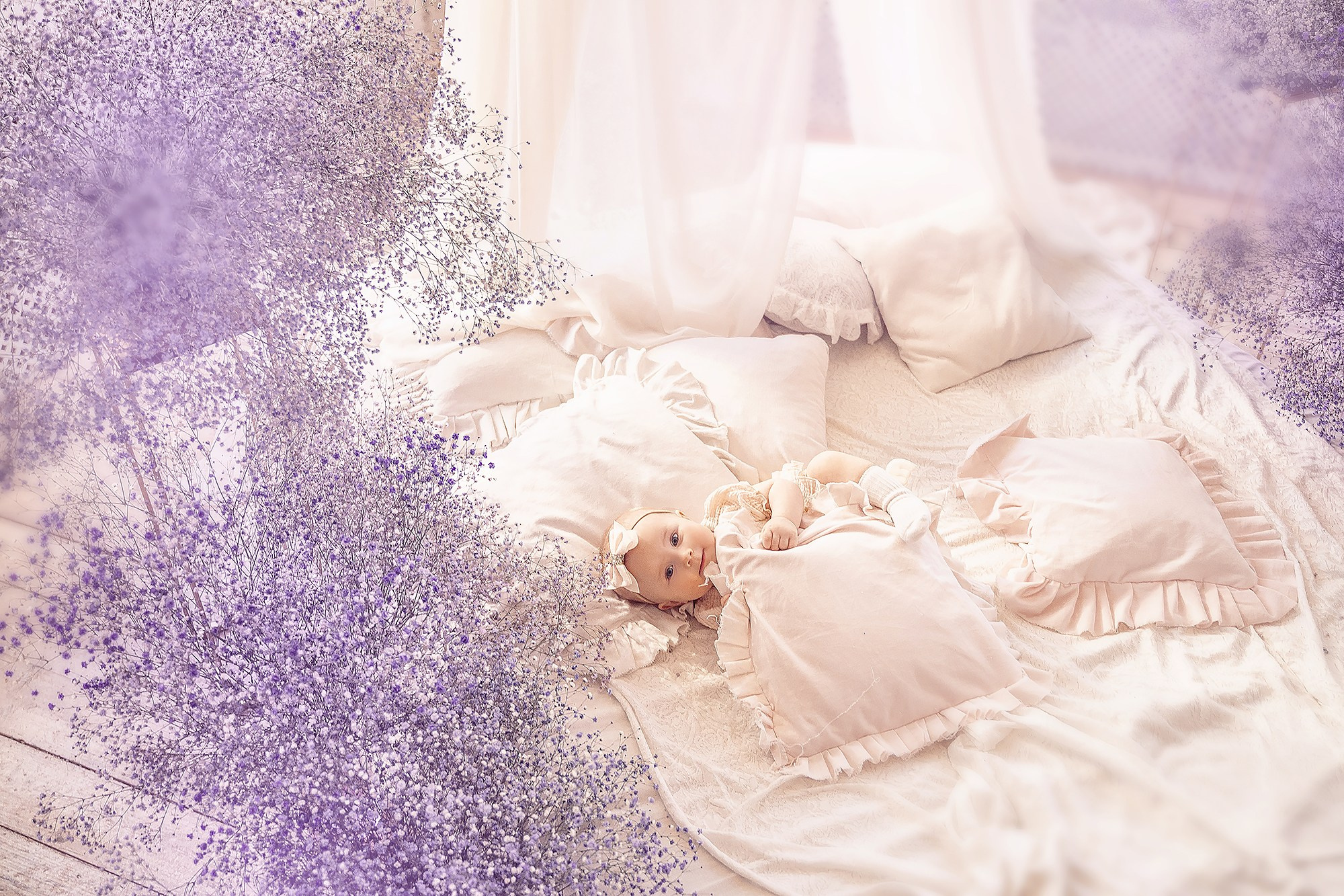 Весенняя фотосессия в лиловых цветах. Детский и семейный фотограф в Москве Катерина Орлова