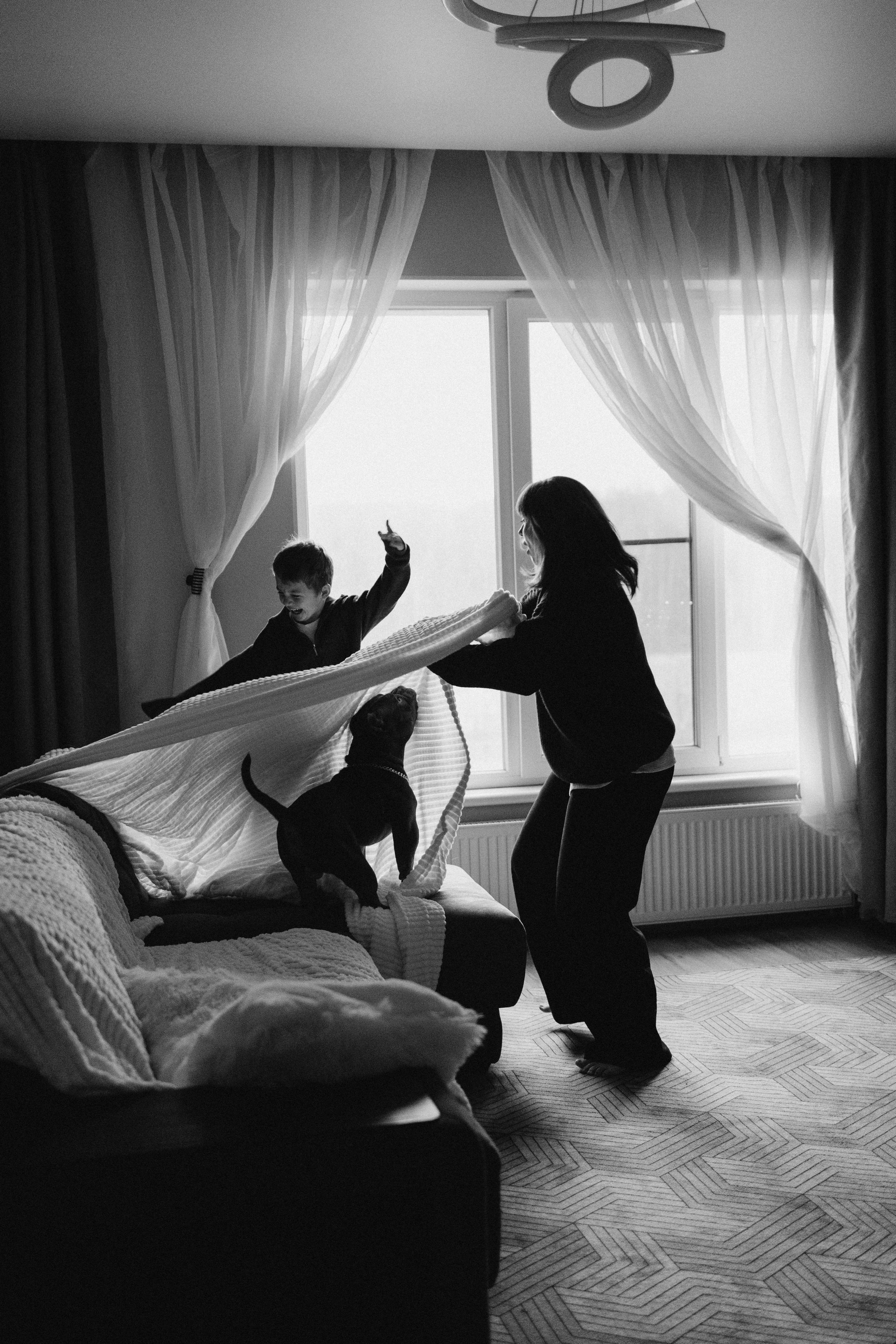 Новогодняя фотосессия с детьми и собакой — семейный фотограф