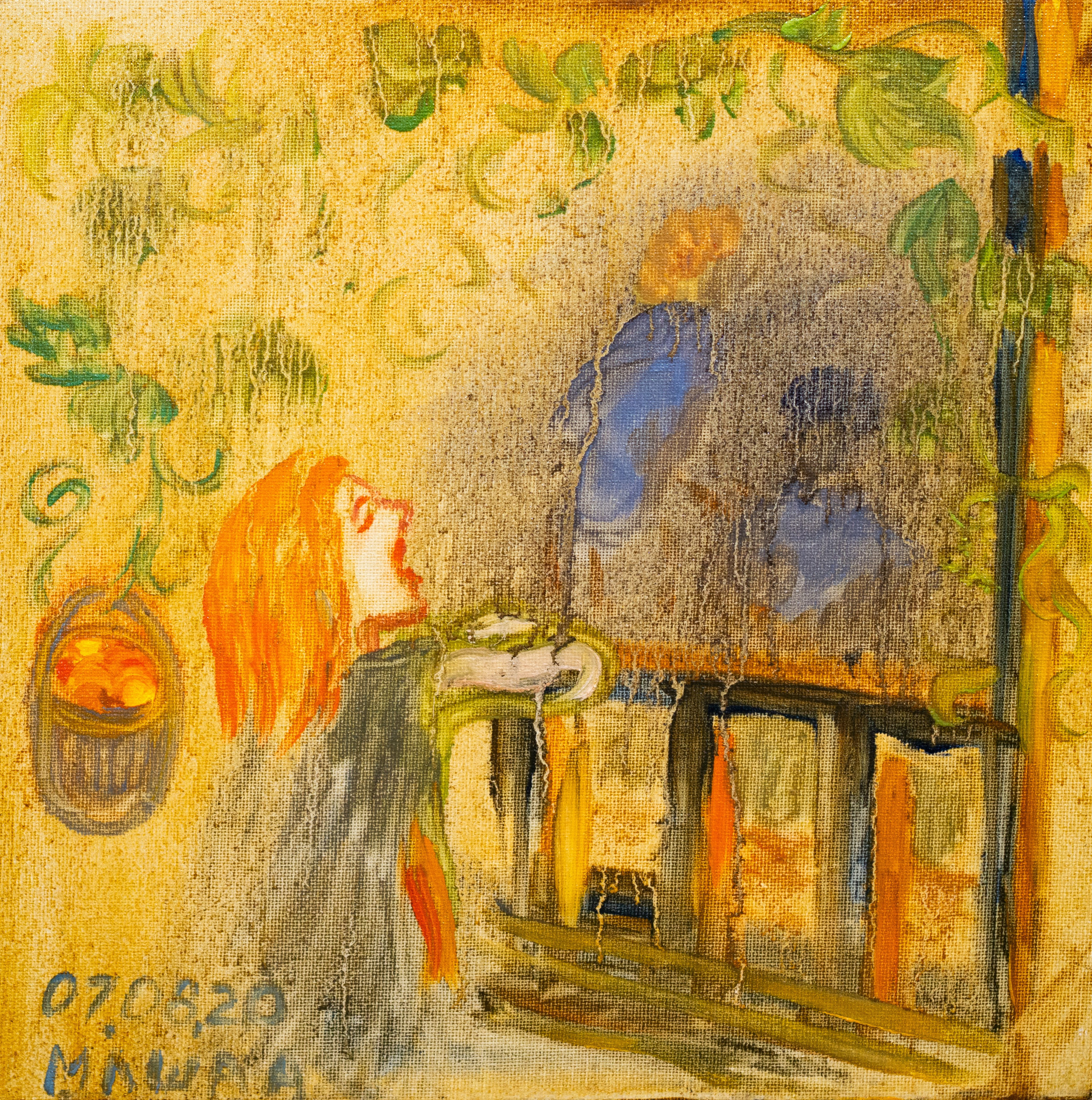 SUMMER COUNTRY / Oil on canvas, 30 x 30 cm, 2020 / I sing to my grandparents.