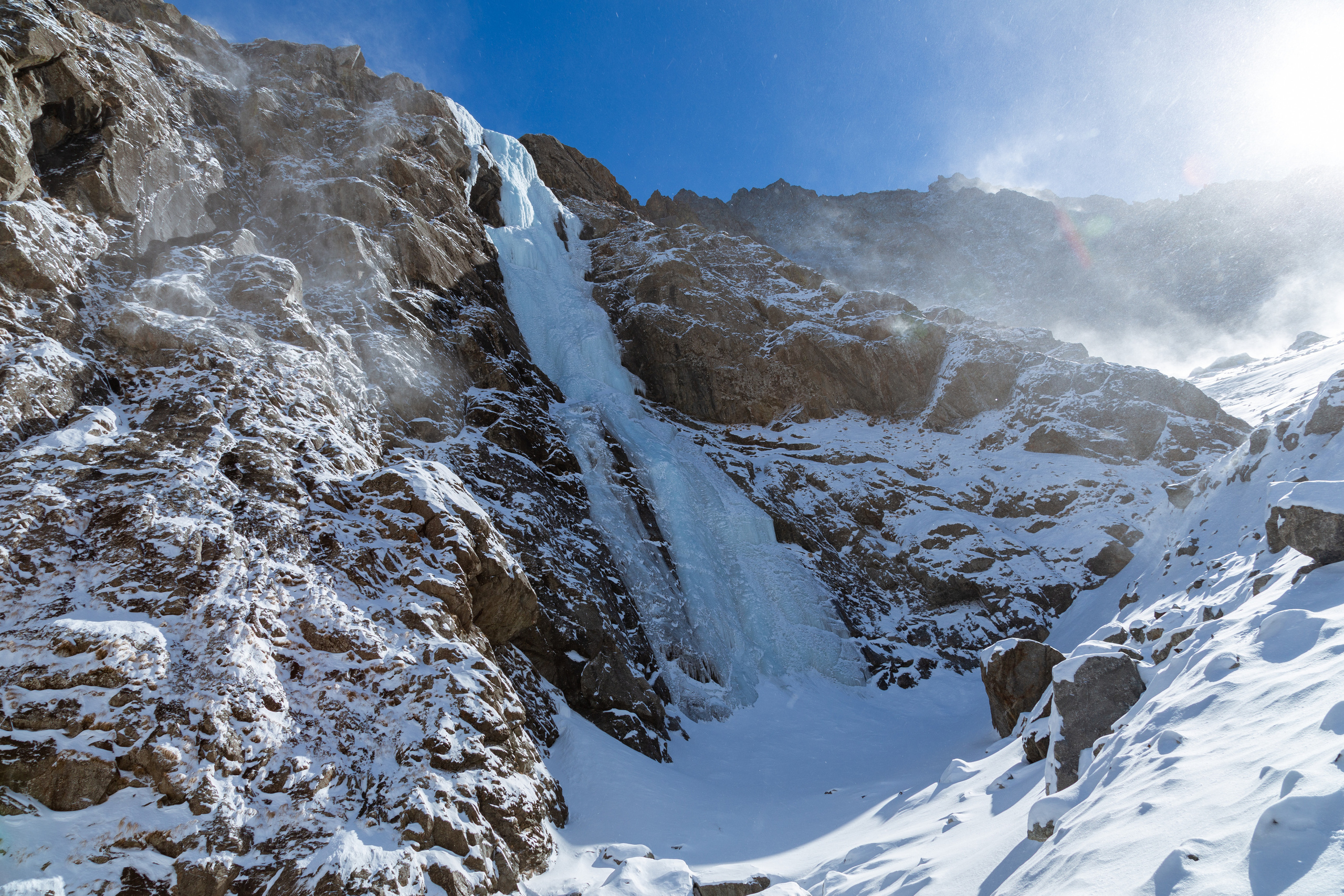 Долина мидаграбинских водопадов зимой. Водопад Малый Зейгалан, фото из джип тура Знакомство с Аланией