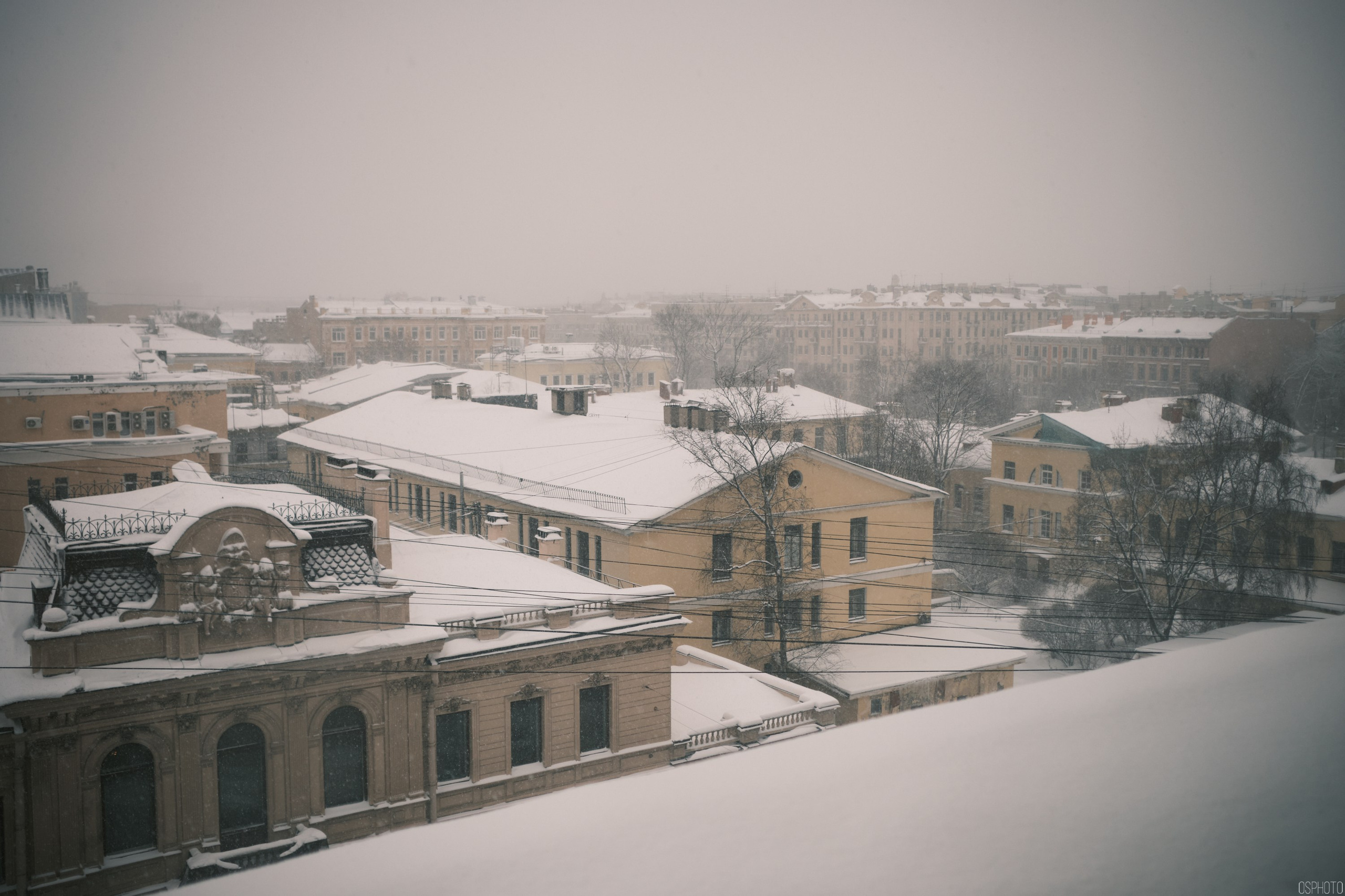 Снег и туман в Санкт-Петербурге. Фотографъ Сергѣевъ. Поймать мгновеніе