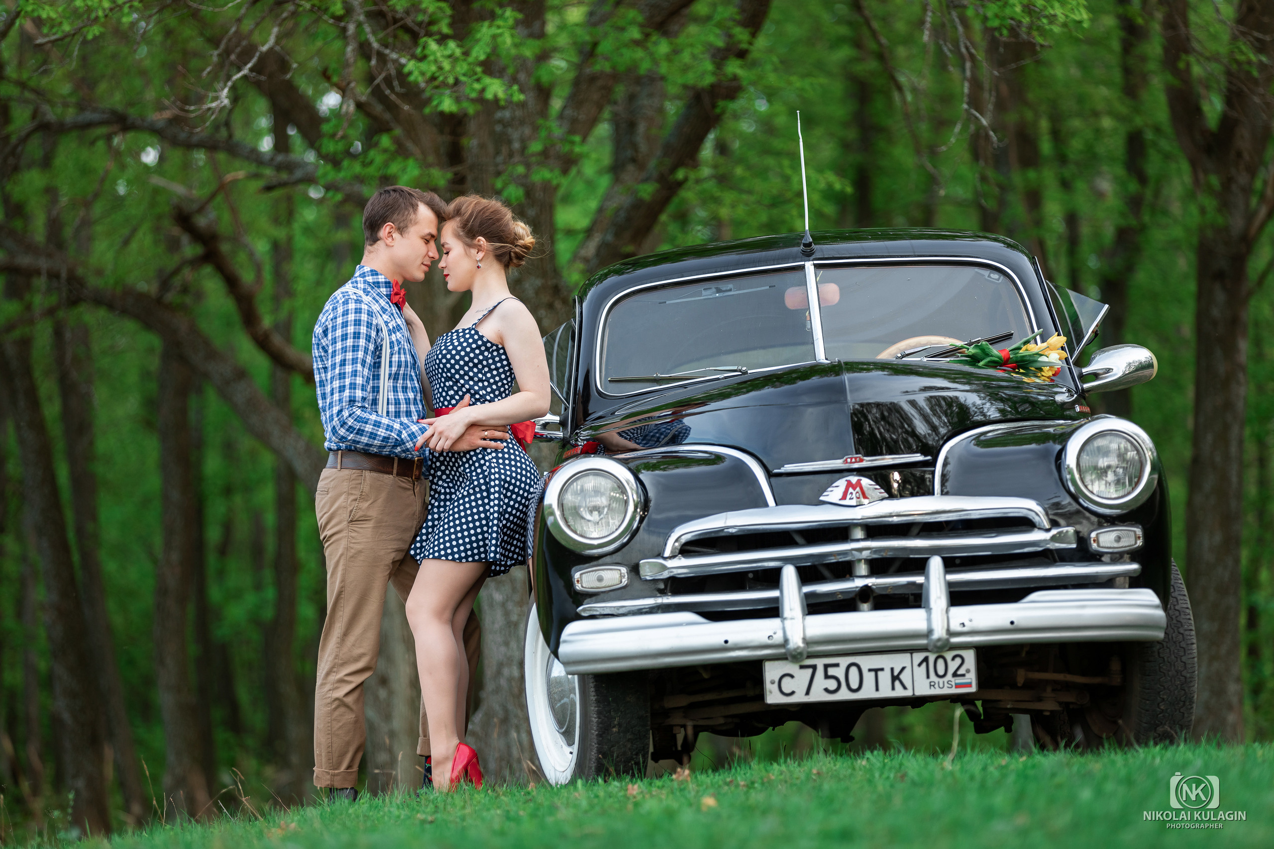 Руслан и Аделина. Ретро-фотопроект с легендарным автомобилем «Победа» ГАЗ-20М. Свадебный и семейный фотограф в Уфе и Стерлитамаке Николай Кулагин