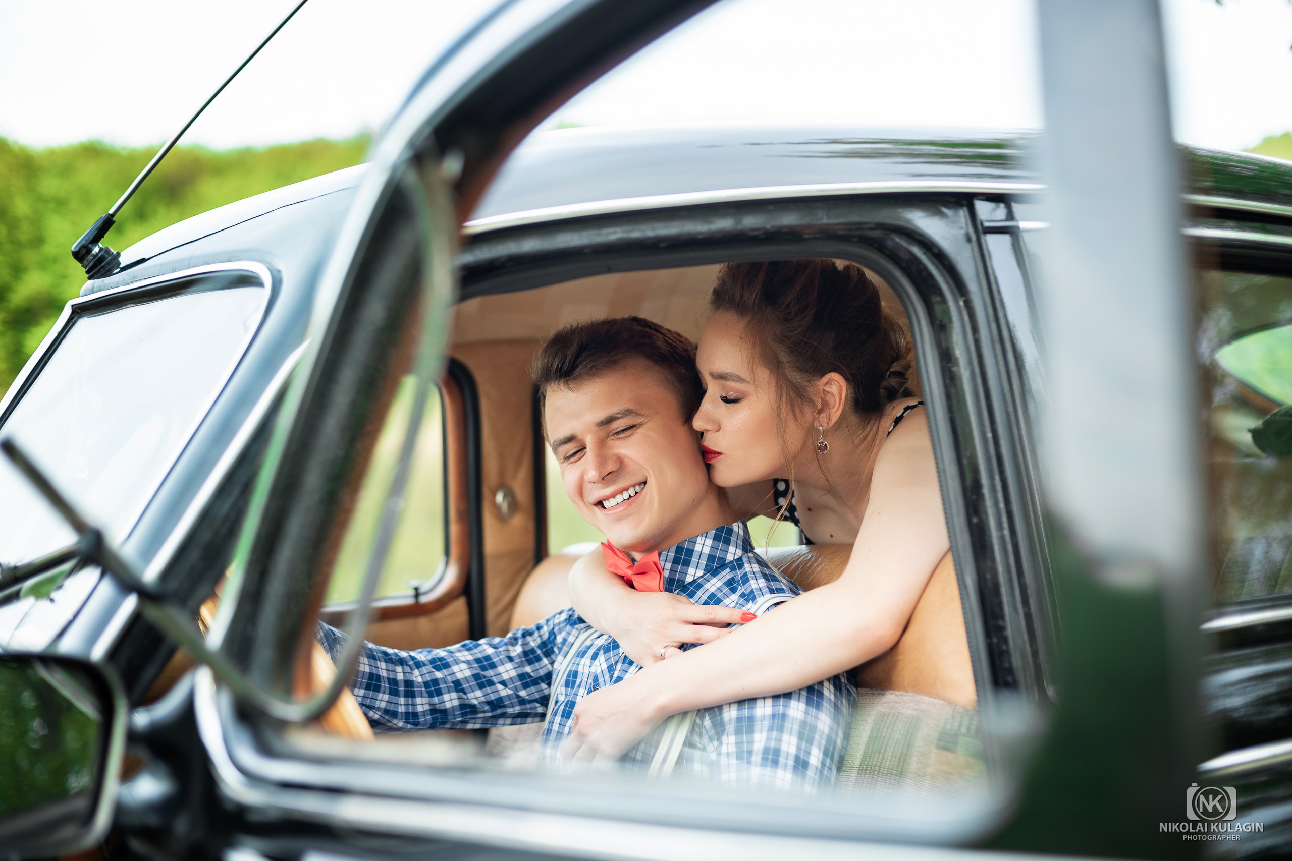 Руслан и Аделина. Ретро-фотопроект с легендарным автомобилем «Победа» ГАЗ-20М. Свадебный и семейный фотограф в Уфе и Стерлитамаке Николай Кулагин