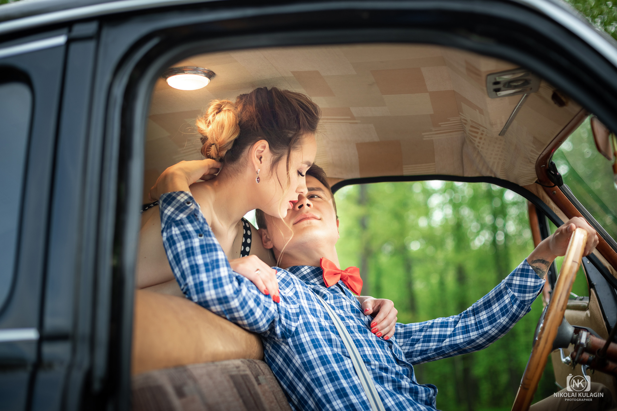 Руслан и Аделина. Ретро-фотопроект с легендарным автомобилем «Победа» ГАЗ-20М. Свадебный и семейный фотограф в Уфе и Стерлитамаке Николай Кулагин