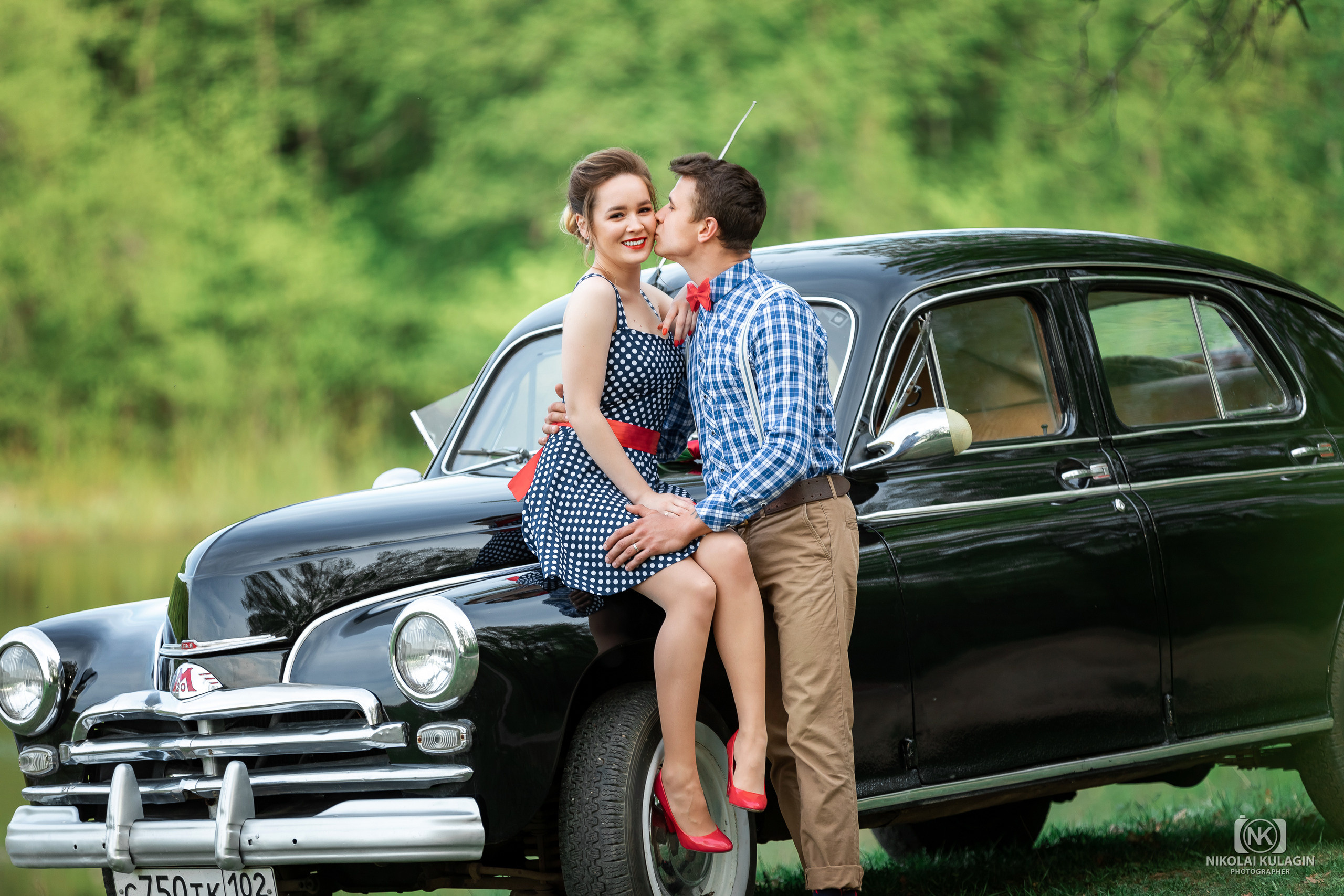 Руслан и Аделина. Ретро-фотопроект с легендарным автомобилем «Победа» ГАЗ-20М. Свадебный и семейный фотограф в Уфе и Стерлитамаке Николай Кулагин