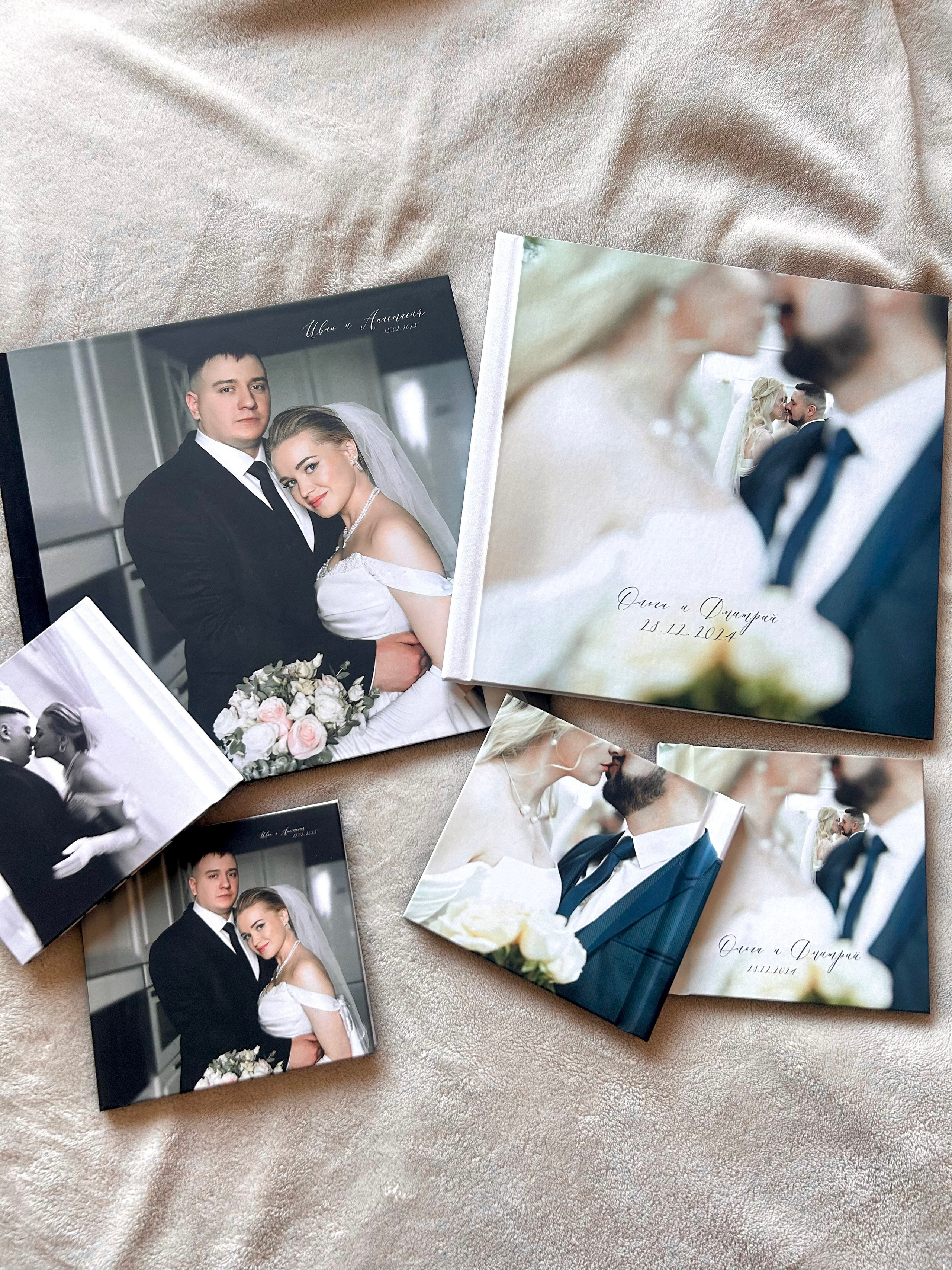 Свадебные фотокниги с фотообложкой и тканевым переплетом