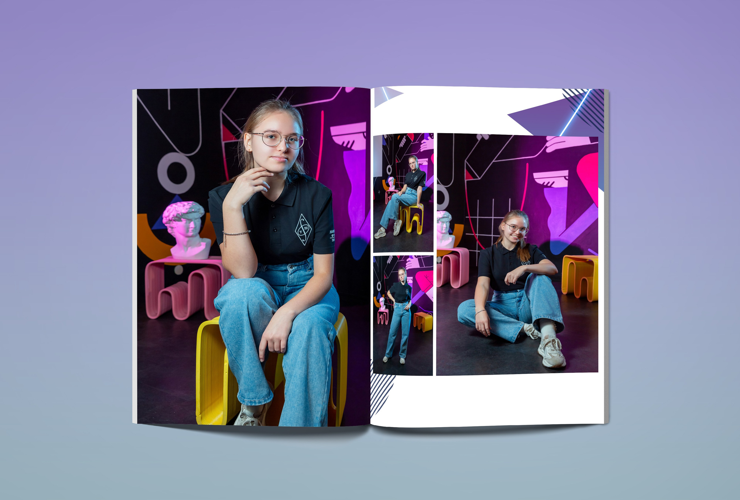 С ОЖИВЛЕНИЕМ ФОТОКНИГА ВЫПУСКНИКА ШКОЛЫ 21×30 СМ, 10 РАЗВОРОТОВ. Фотограф Екатерина Зайкова в Санкт-Петербурге