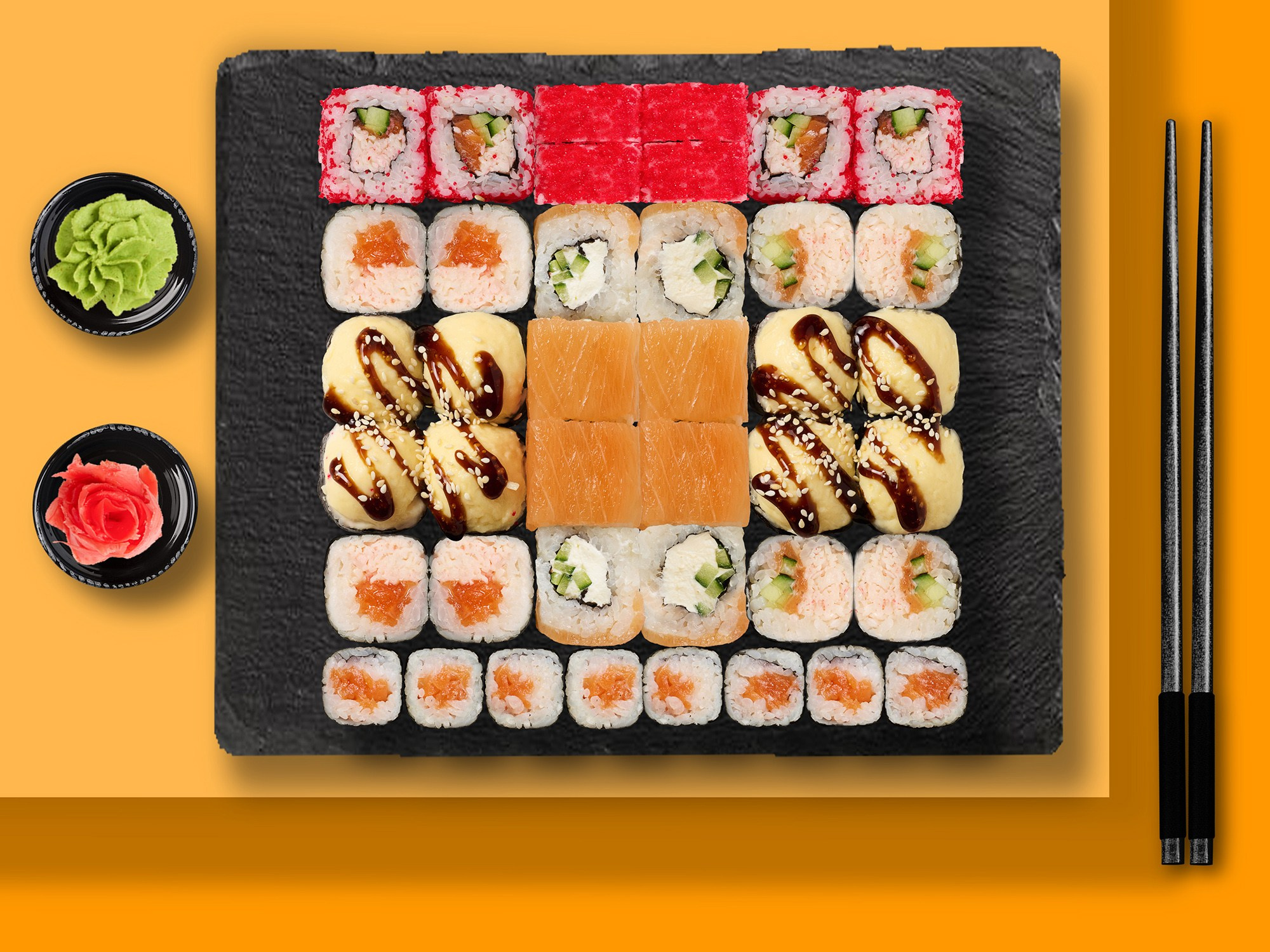 набор суши вид сверху