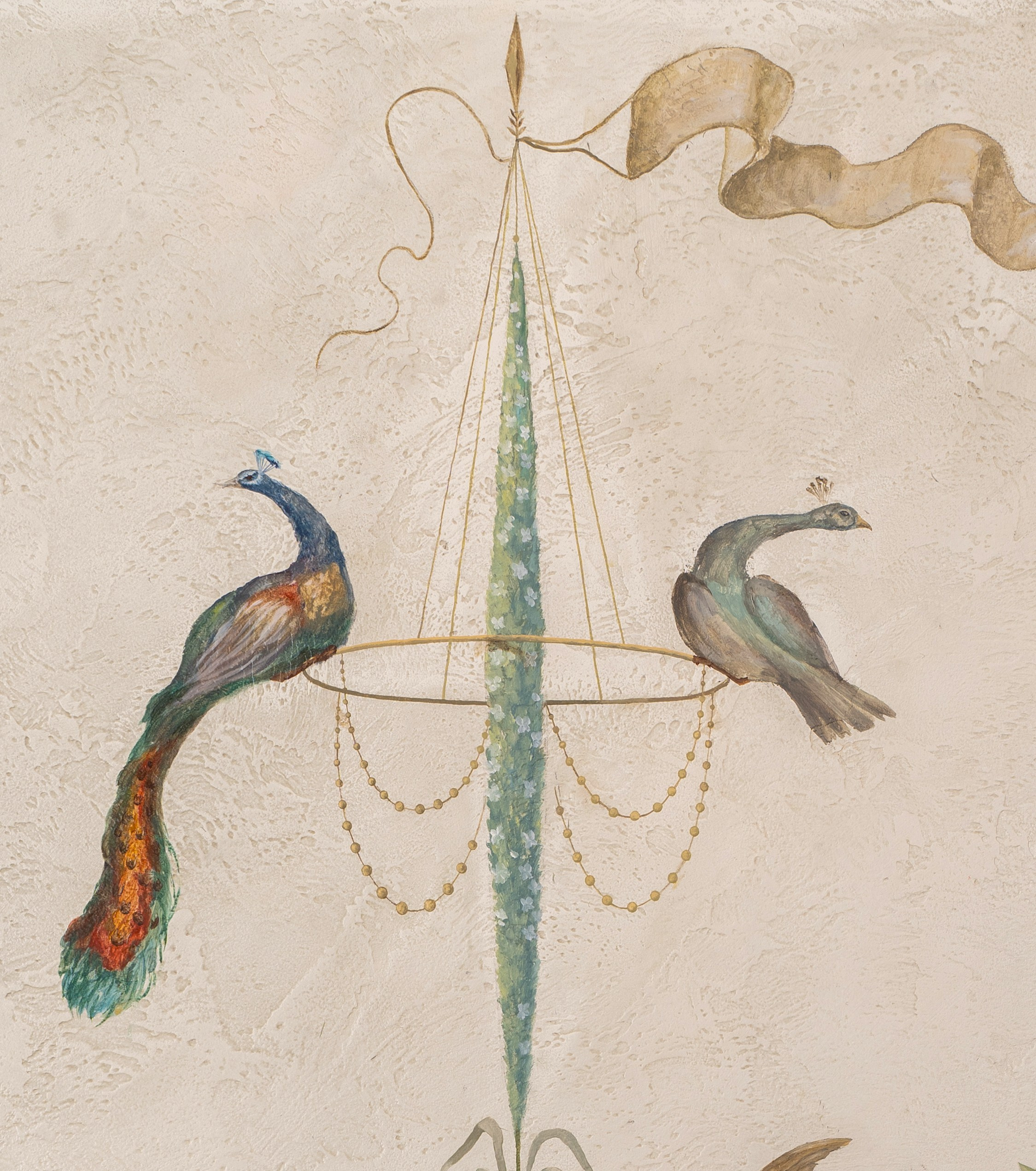 Птицы в росписи настенной