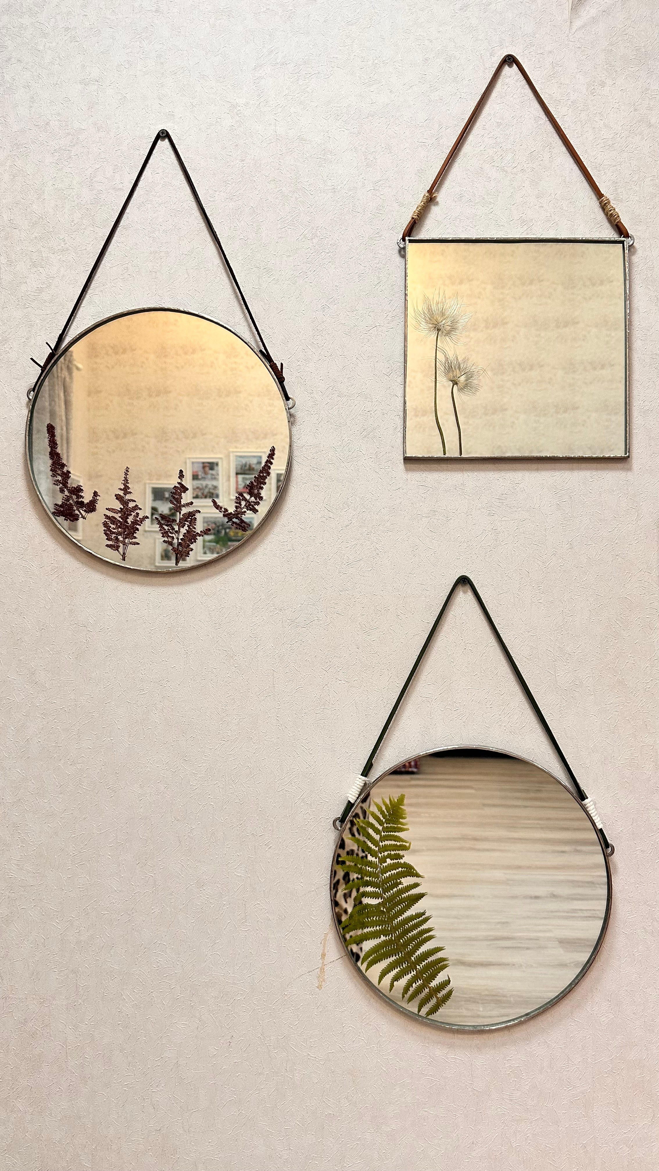 Зеркало «Прострел» квадрат 30 см. Оформляю пространства. Витражи с сухоцветами в технике Тиффани