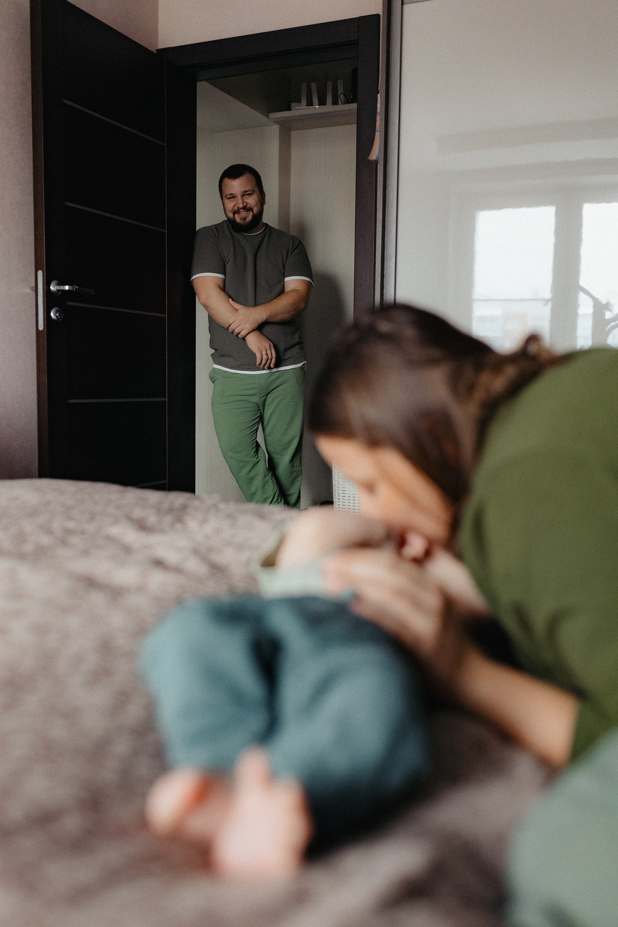 Домашняя семейная фотосессия с малышом. Портретный и семейный фотограф в Москве Мария Рослякова