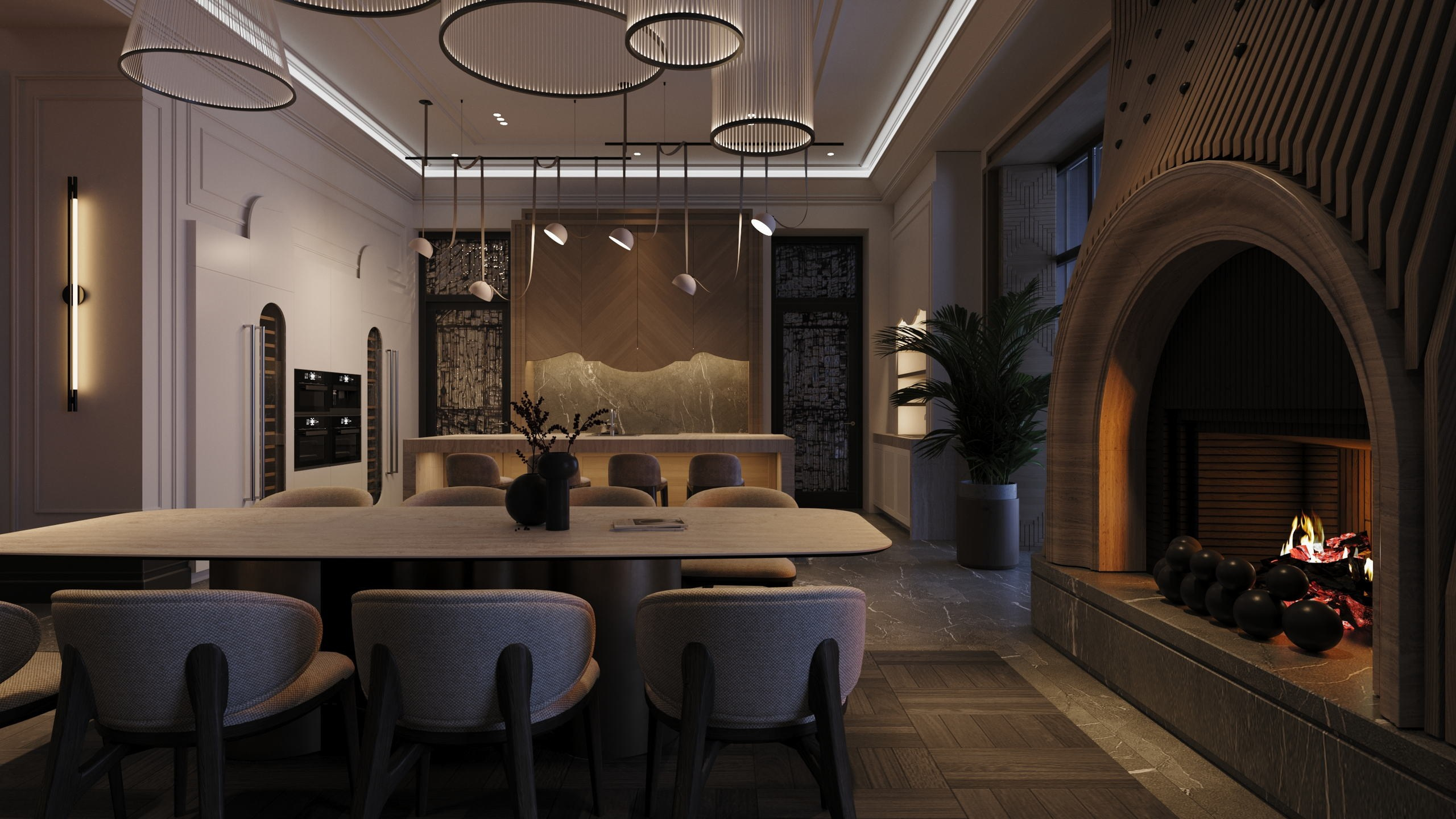 Загородный дом 2000 кв. м. Григорианского стиль. Paintings by the artist Sergey Ratchin