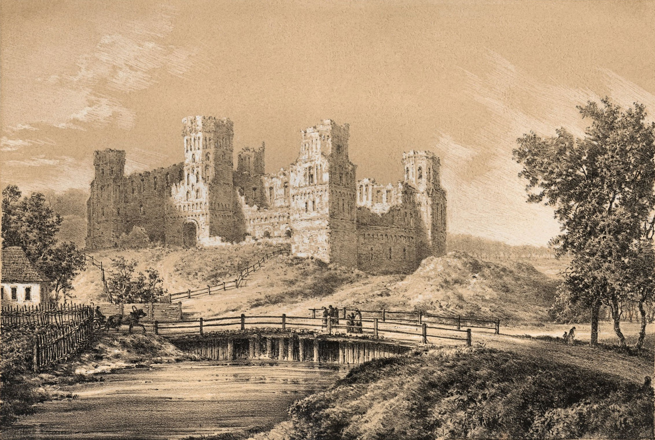 Мирский замок. Рисунок Н. Орды, 1876