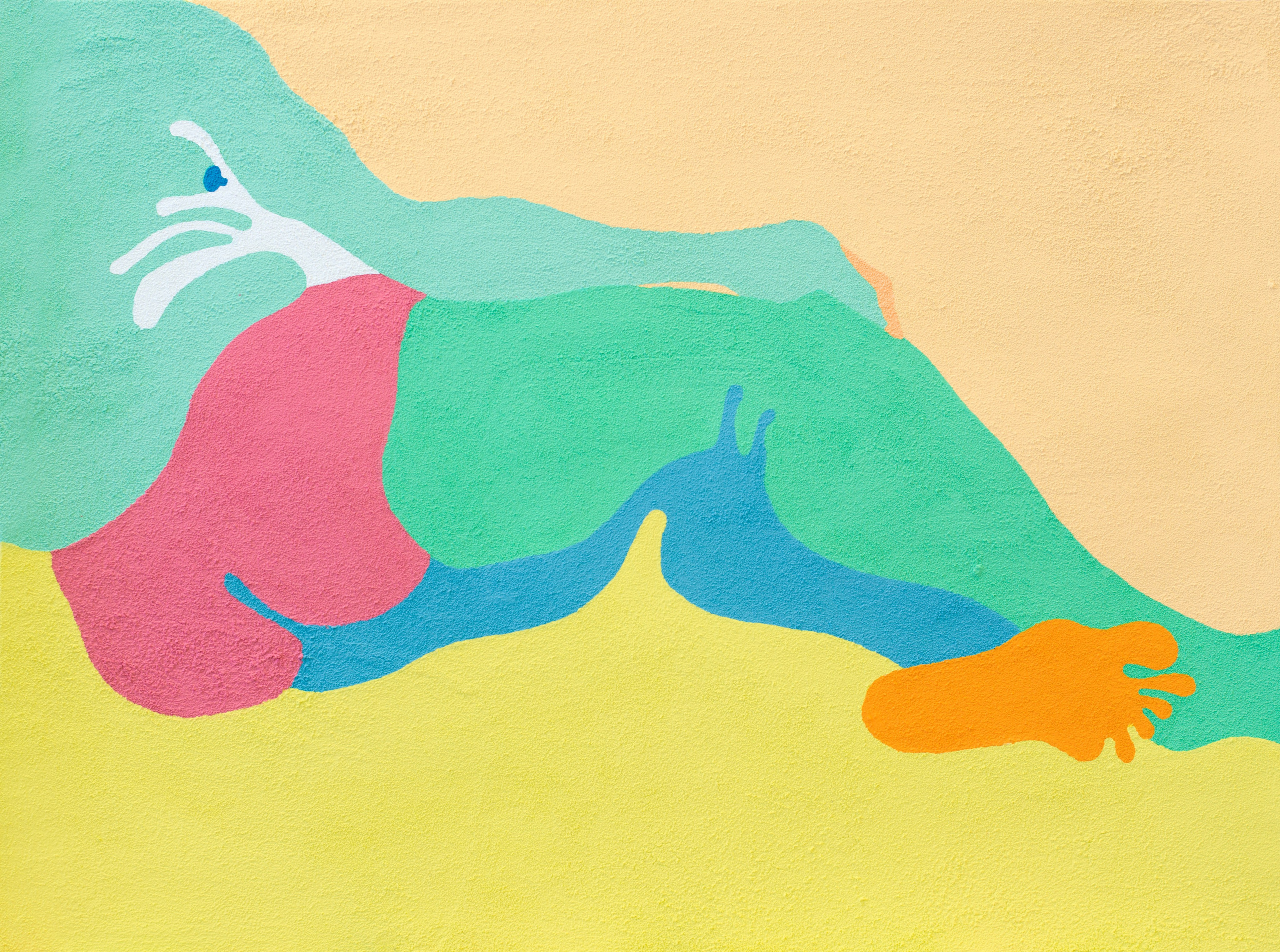 ВОСЕМНАДЦАТАЯ 2 бумага, манка, гуашь, колеровочная паста 60х80 см 2020 г 25.000 р