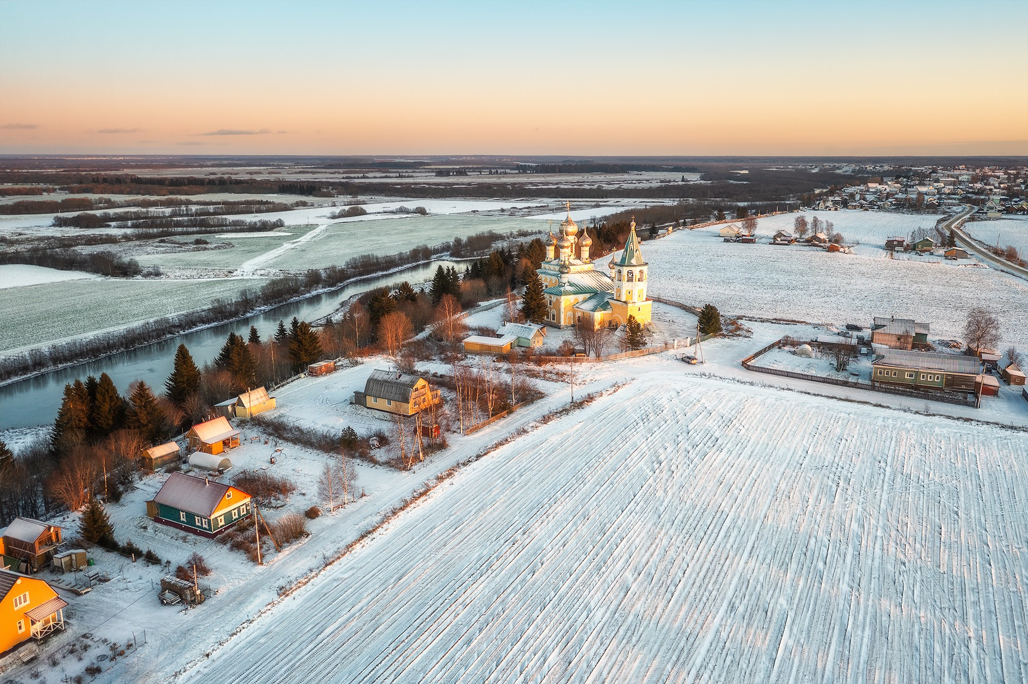 Предзимье в Матигорах. Аэросъемка в Архангельске, Александр Ермолин