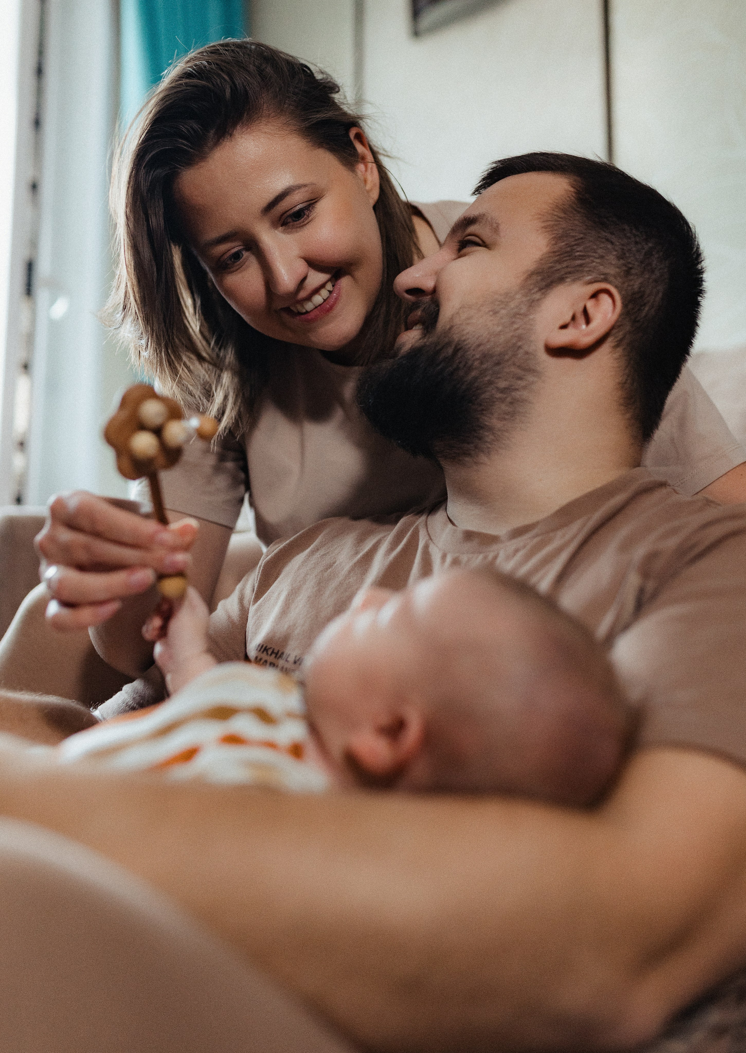 Домашняя семейная фотосессия с малышом. Портретный и семейный фотограф в Москве Мария Рослякова