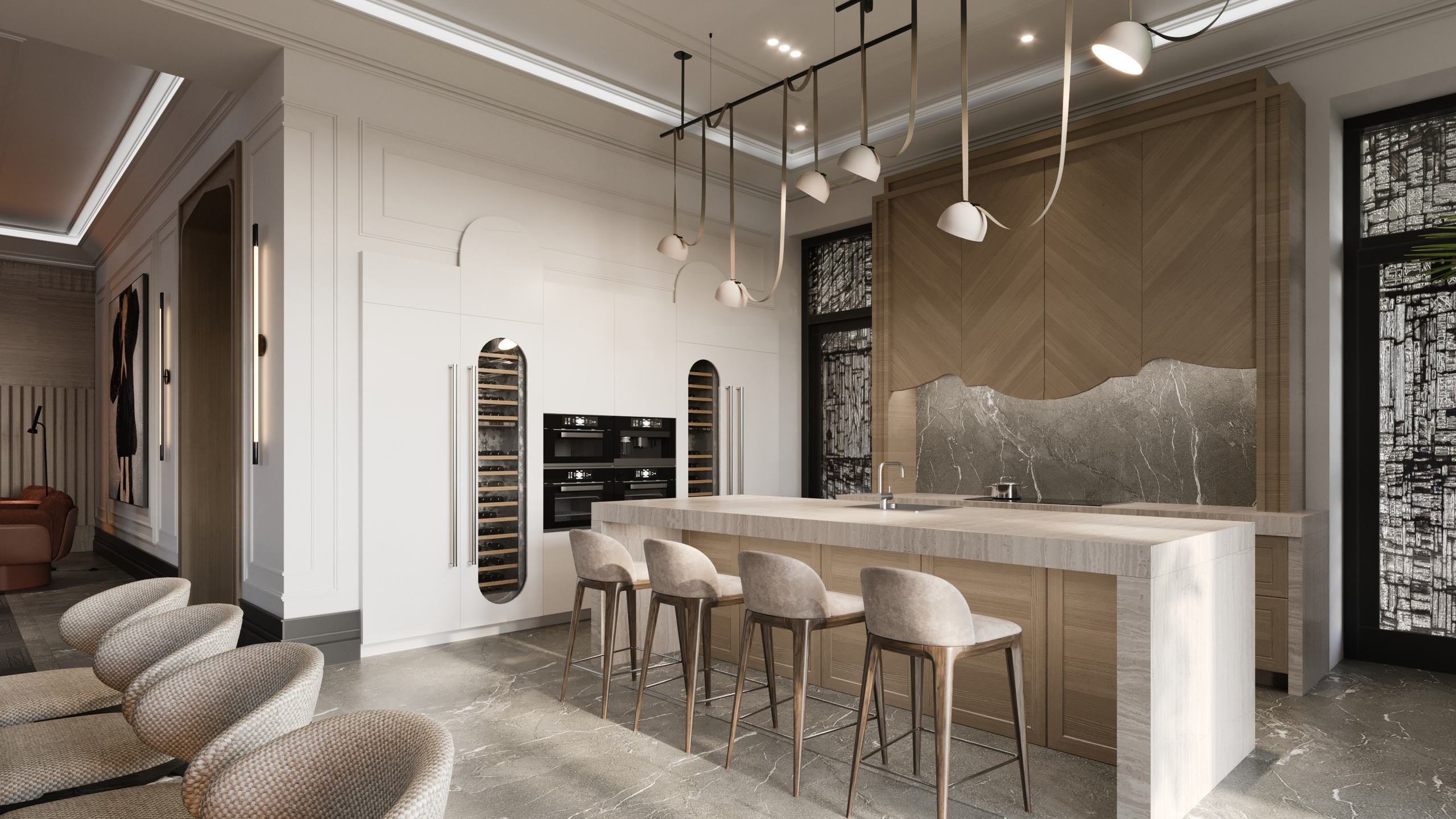 Загородный дом 2000 кв. м. Григорианского стиль. Paintings by the artist Sergey Ratchin