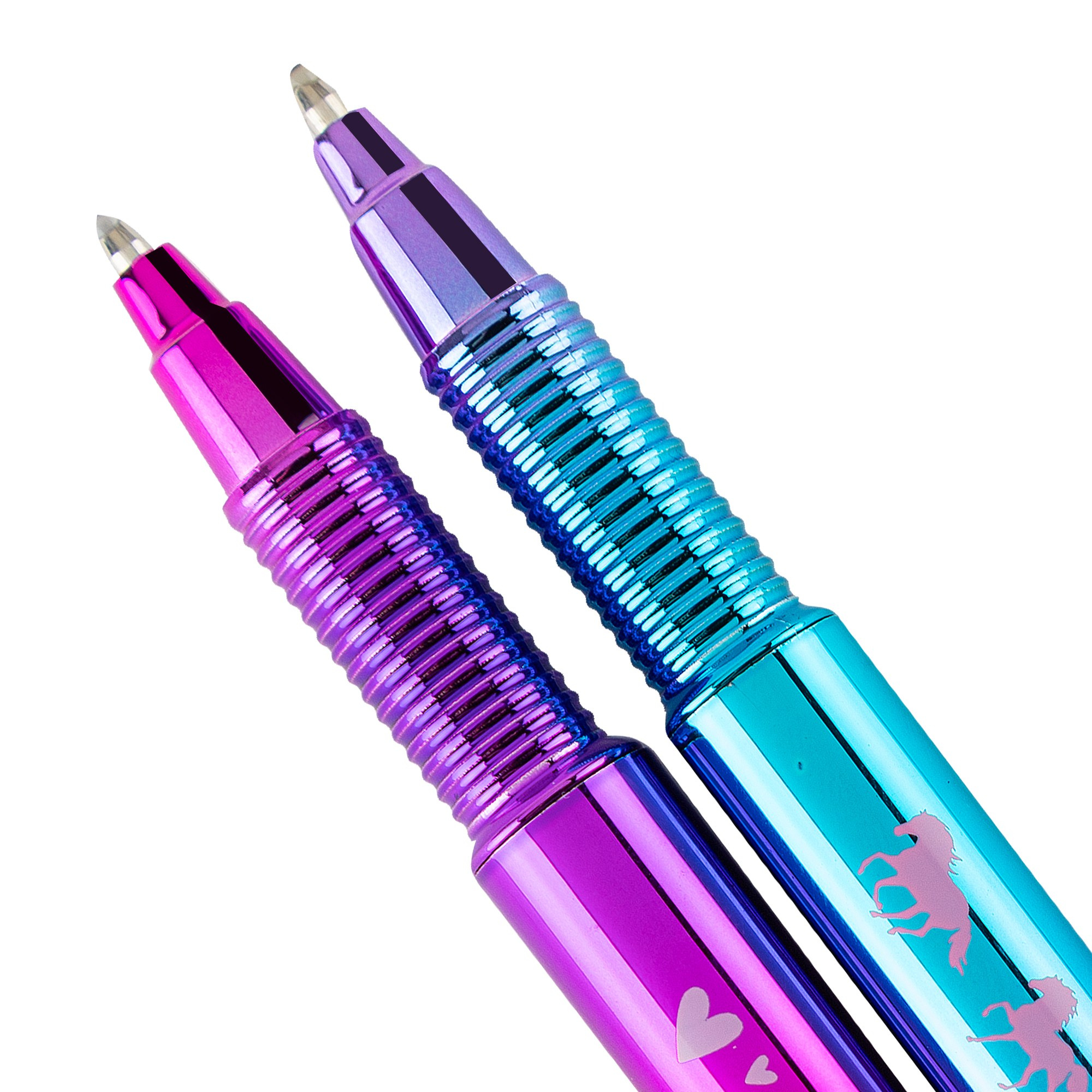 Ручки розовая и синяя на белом фоне