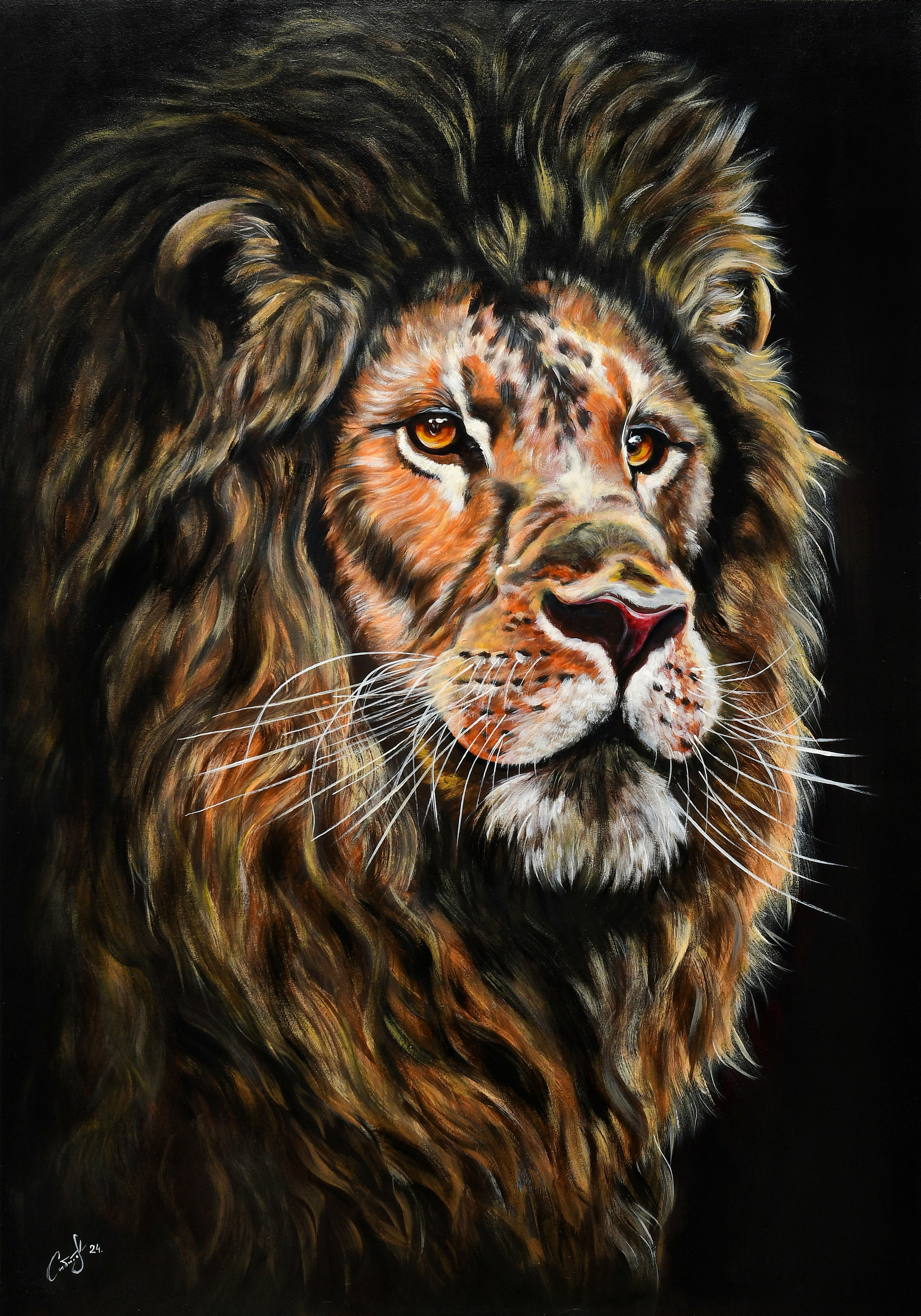 Картина ручной работы с изображением льва