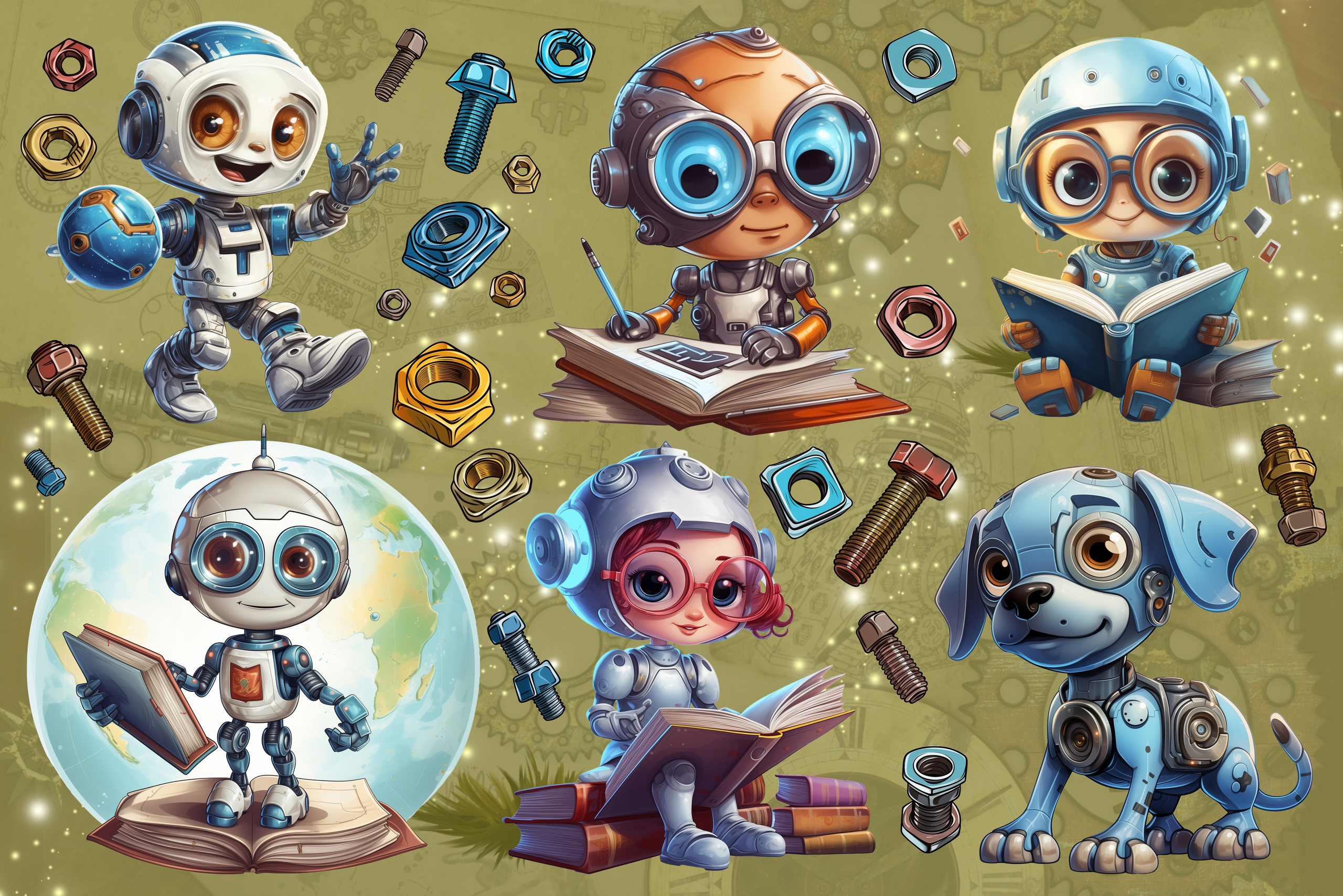 Дизайн Роботы. Шаблоны и дизайны выпускных альбомов и фотокниг