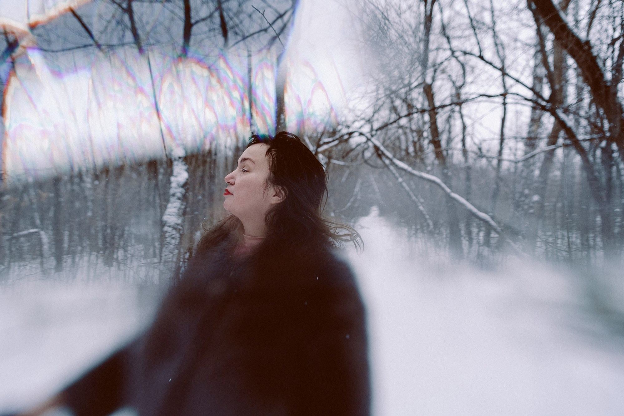 Кинематографичный зимний портрет в парке Затюменский