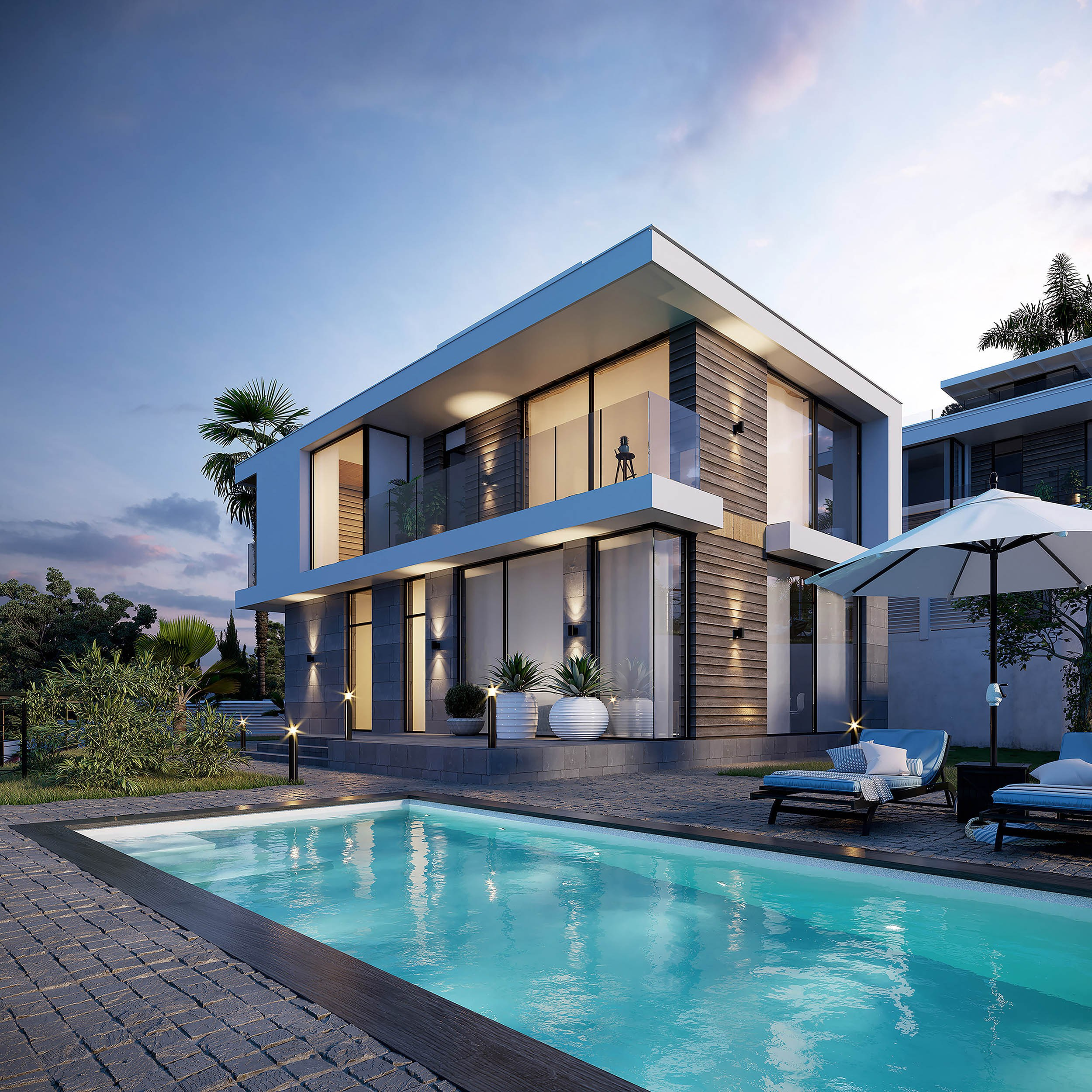 Facade and landscaping design of a residential complex in Sochi