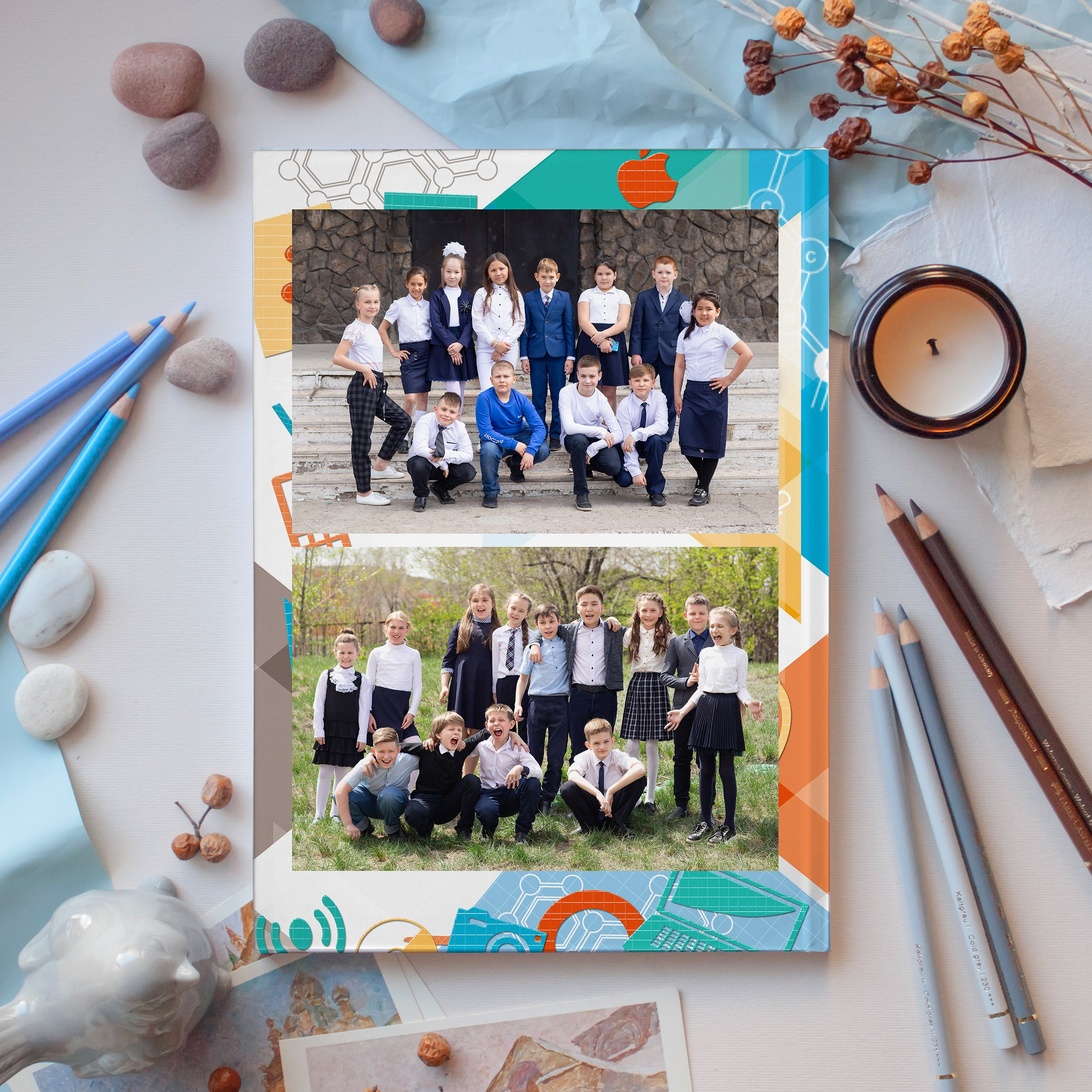 Альбом для начальной школы 1-4 класс, 2 разворота. Караганда, Москва. Выпускные альбомы и виньетки Караганда, Темиртау