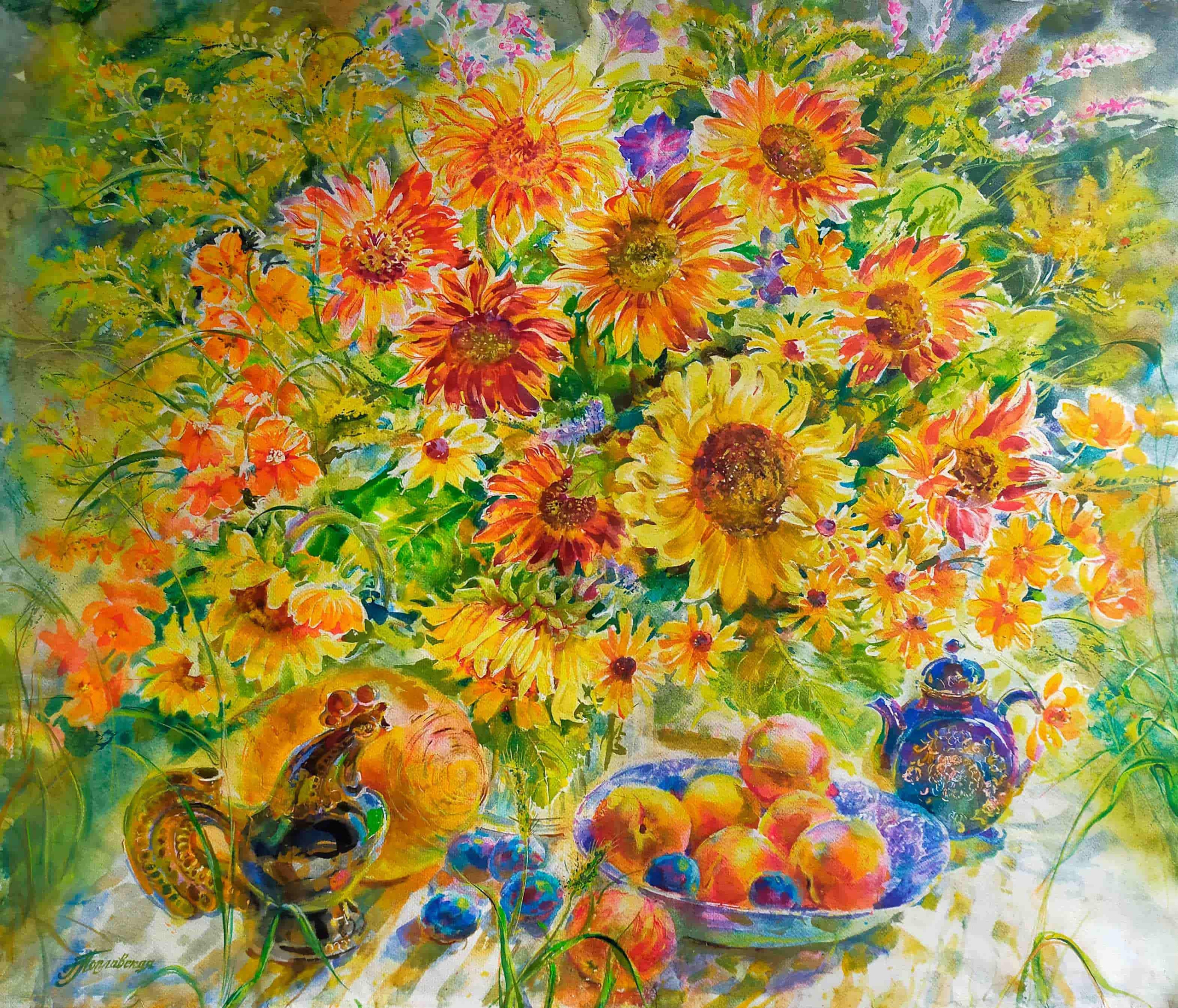 Цветы акварелью: тюльпаны, сирень, подснежники, розы, подсолнухи. Свет акварели Галины Поплавской