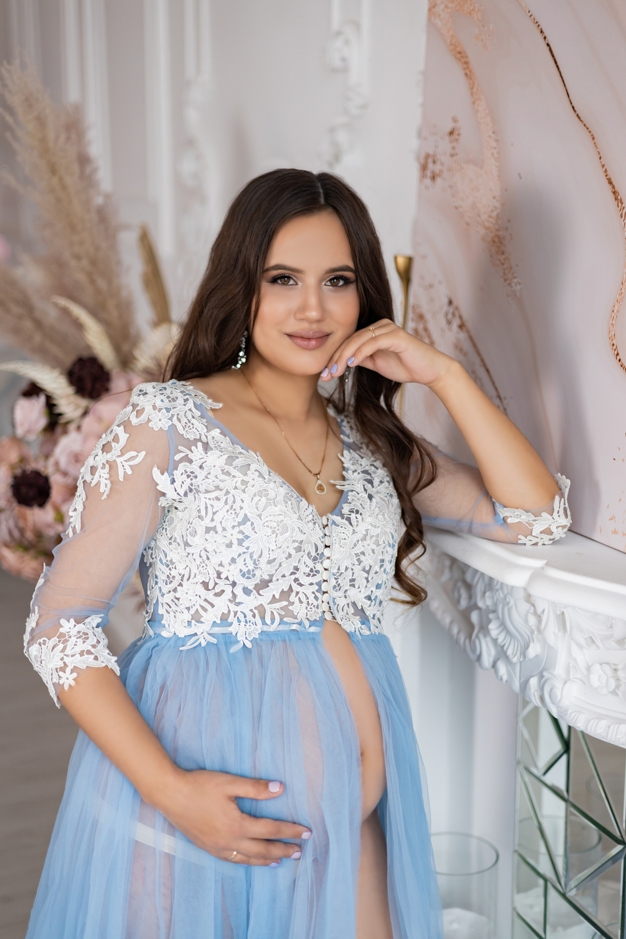 Бело-голубой пеньюар на прокат в Казани. Профессиональный Фотограф в Казани Яна Забелина