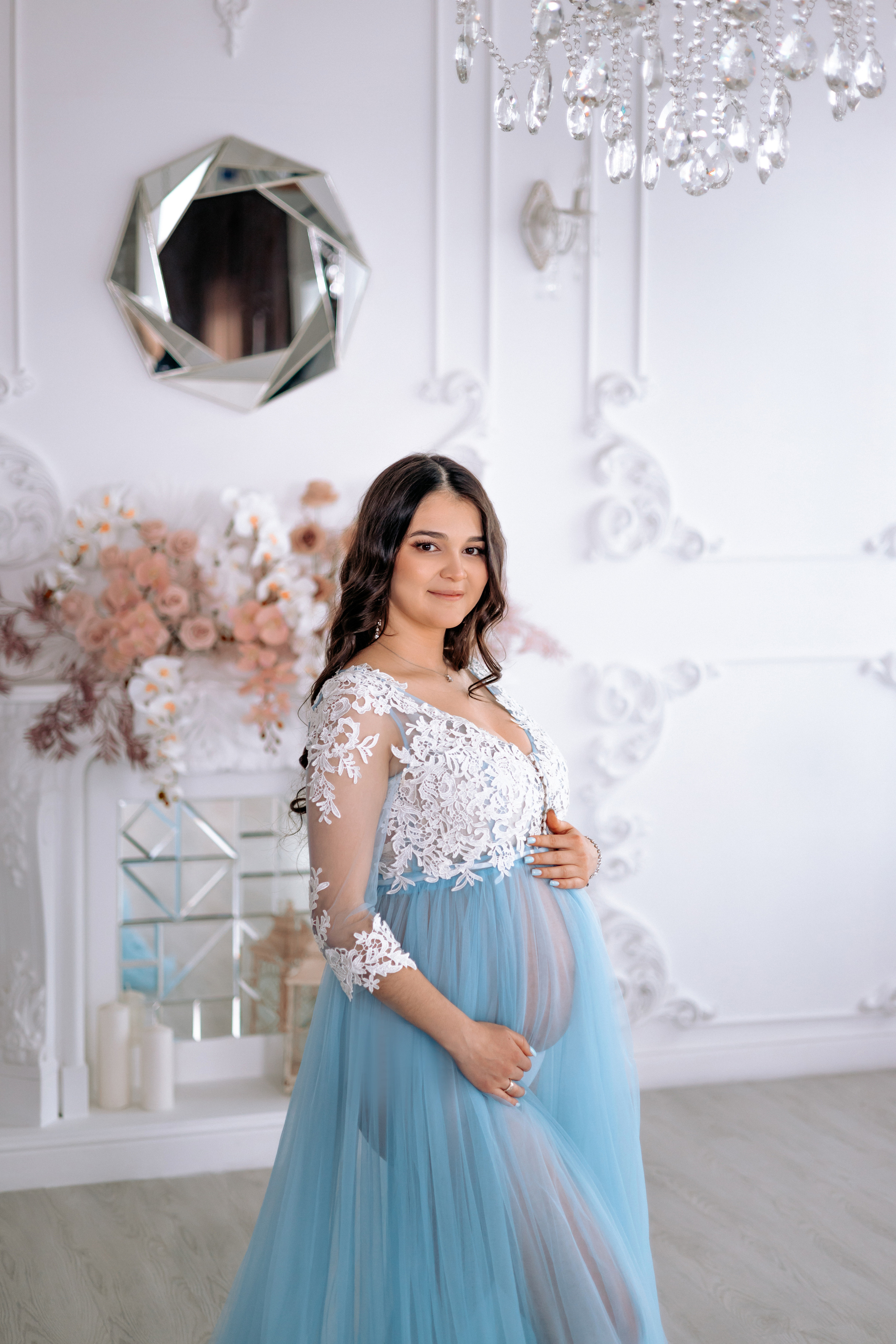 Бело-голубой пеньюар на прокат в Казани. Профессиональный Фотограф в Казани Яна Забелина