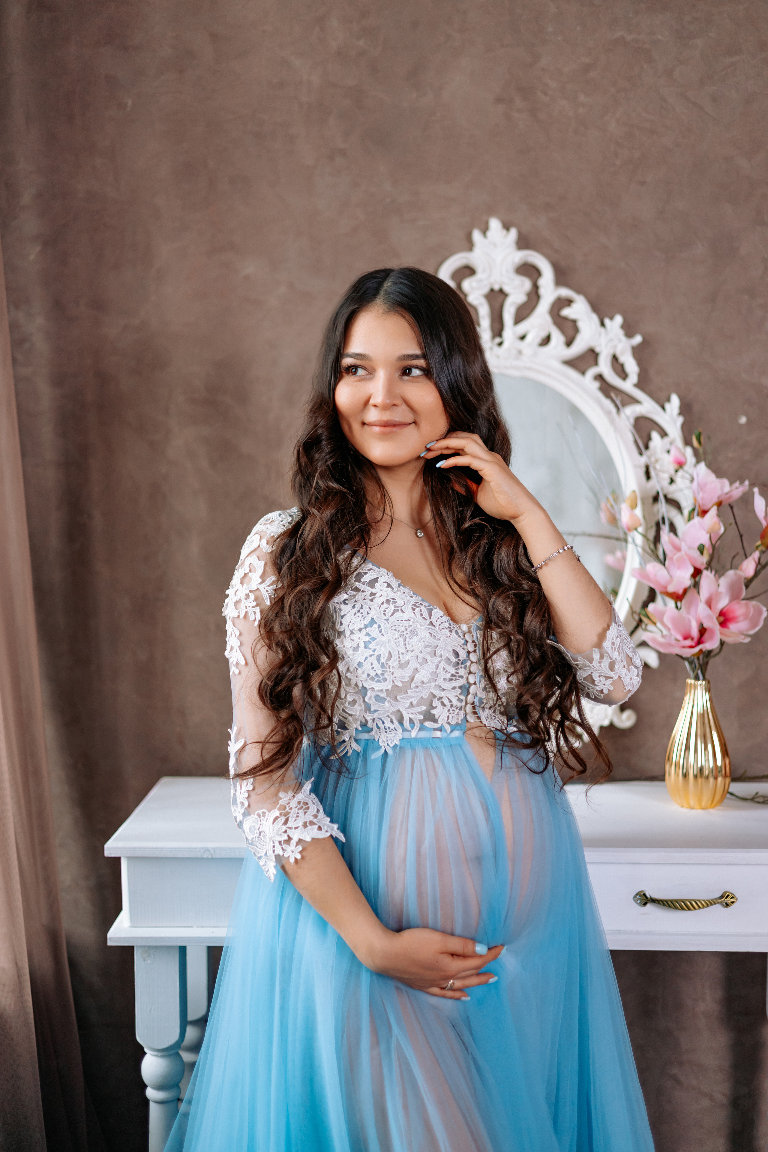 Бело-голубой пеньюар на прокат в Казани. Профессиональный Фотограф в Казани Яна Забелина